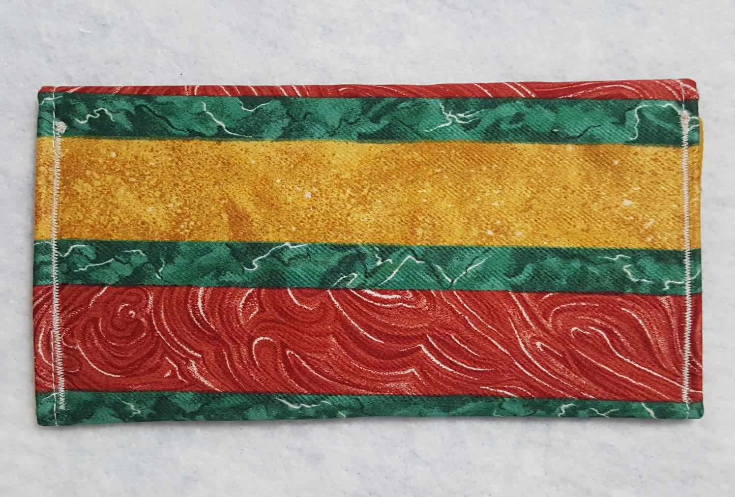 Quilted Fabric Eyewear Case – Autumn Stripe – Button Closure – Handmade Cotton Pouch