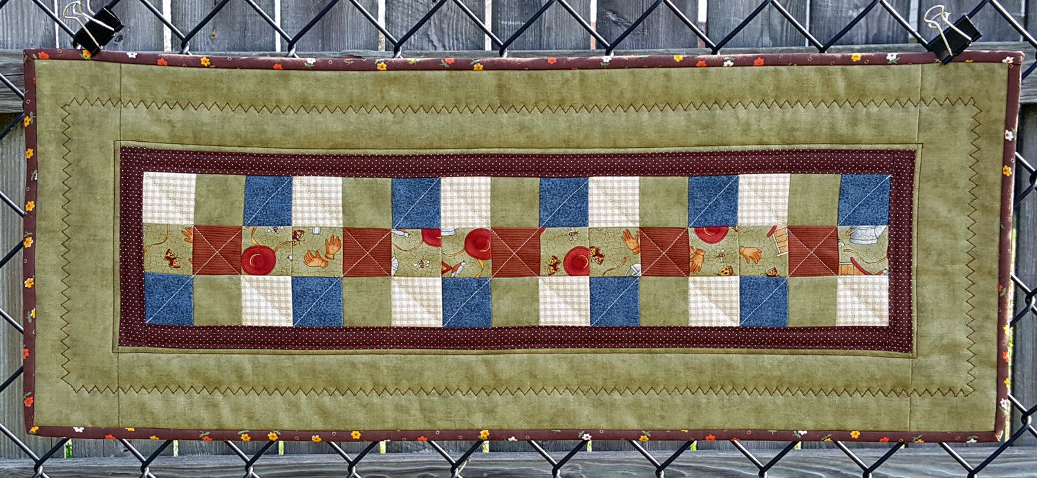 Handmade Quilted Table Runner – Rustic Garden Patchwork, 28" x 11"