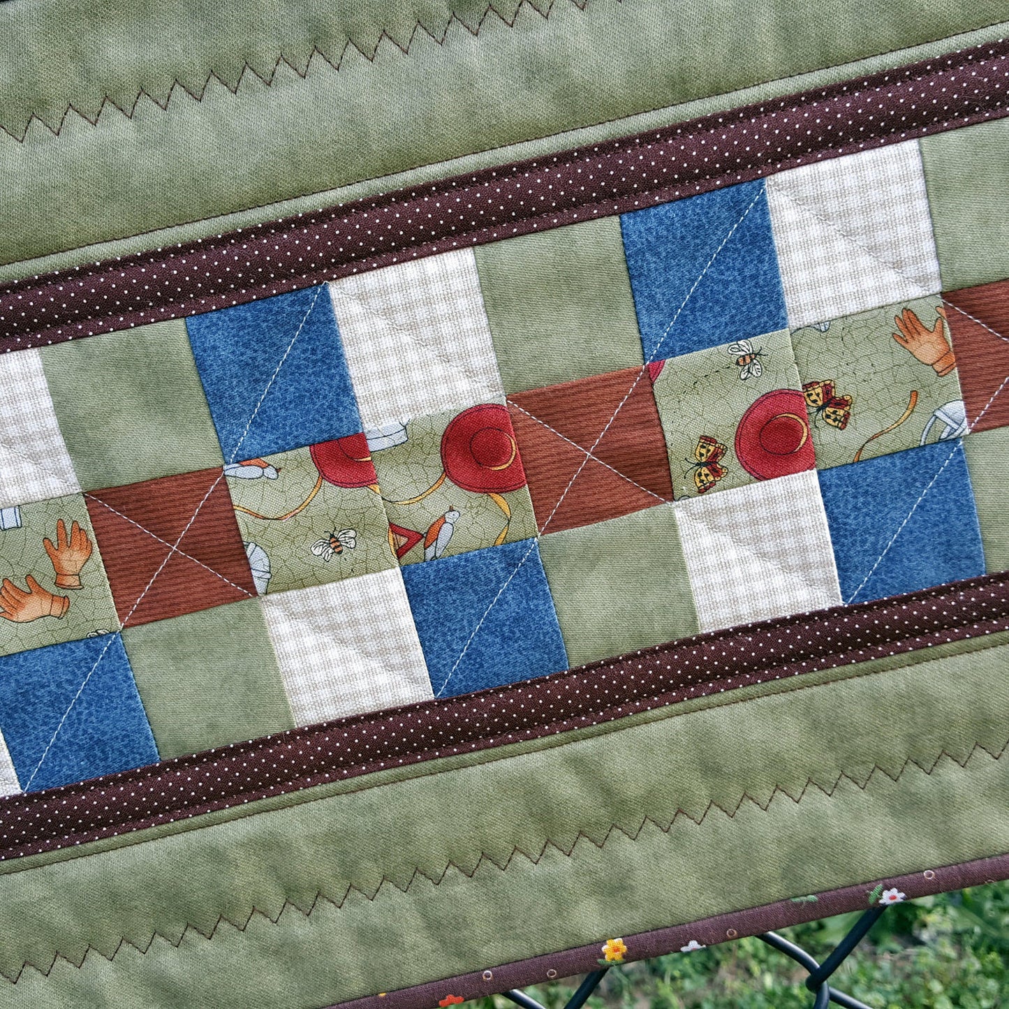 Handmade Quilted Table Runner – Rustic Garden Patchwork, 28" x 11"