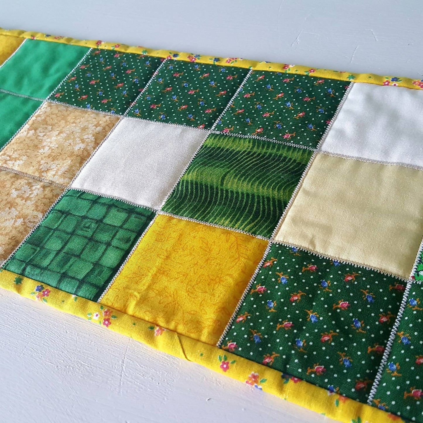 Handmade Quilted Table Topper / Narrow Runner – John Deere Colors – 21" x 7" – 100% Cotton