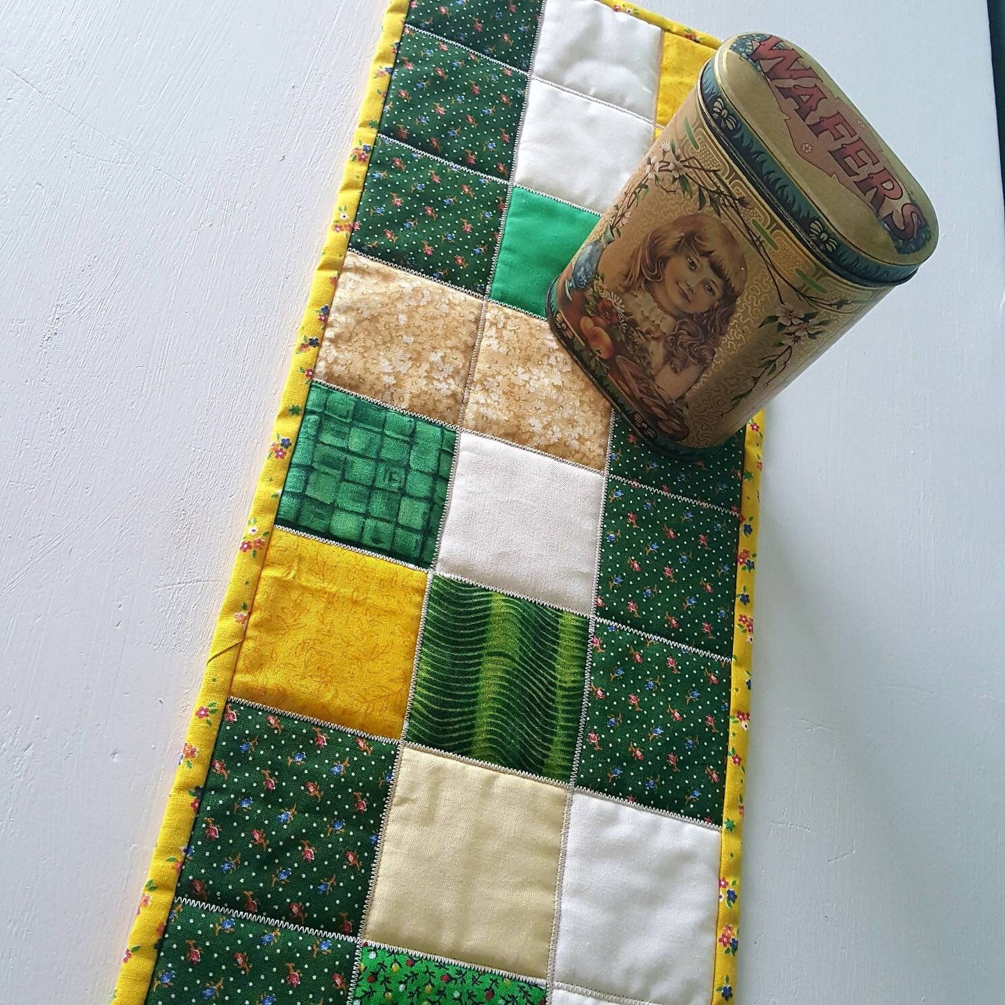 Handmade Quilted Table Topper / Narrow Runner – John Deere Colors – 21" x 7" – 100% Cotton