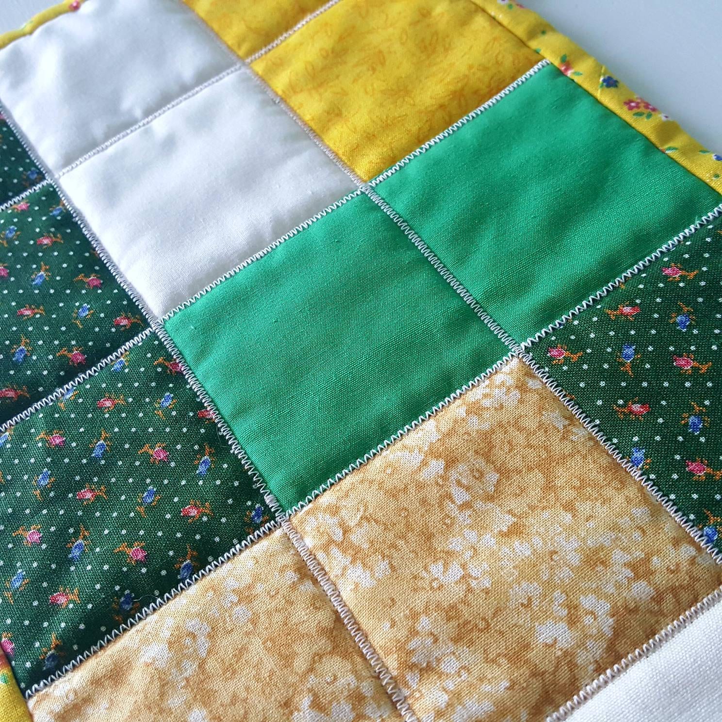 Handmade Quilted Table Topper / Narrow Runner – John Deere Colors – 21" x 7" – 100% Cotton