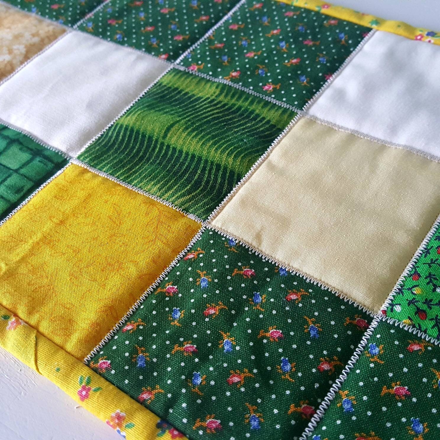 Handmade Quilted Table Topper / Narrow Runner – John Deere Colors – 21" x 7" – 100% Cotton