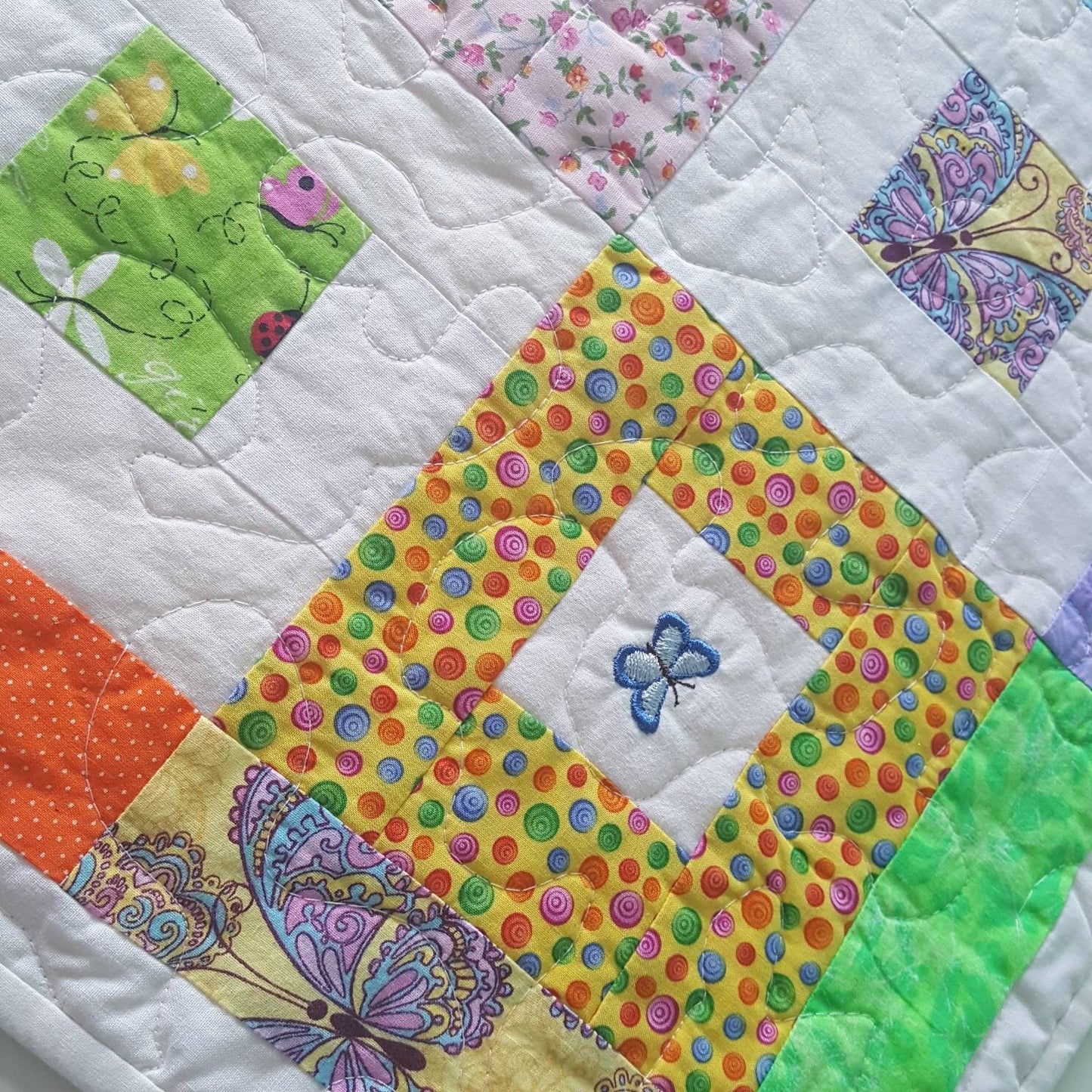 Spring Butterfly Patchwork Table Runner – 33 x 16 – Pastel Quilted Easter Decor