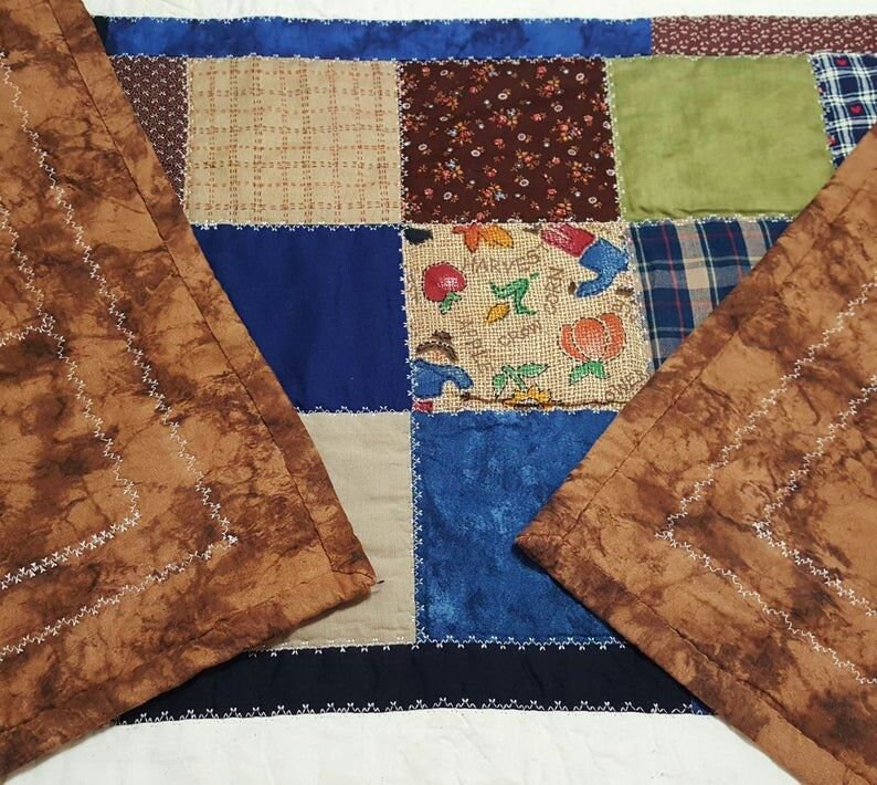 Handmade Patchwork Table Runner • Wildlife Prints, Rustic Cabin Decor (58" x 19")