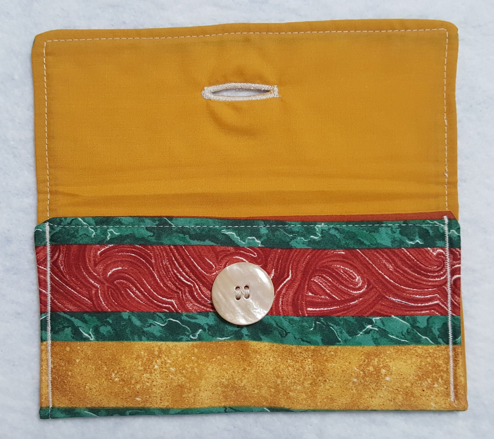 Quilted Fabric Eyewear Case – Autumn Stripe – Button Closure – Handmade Cotton Pouch