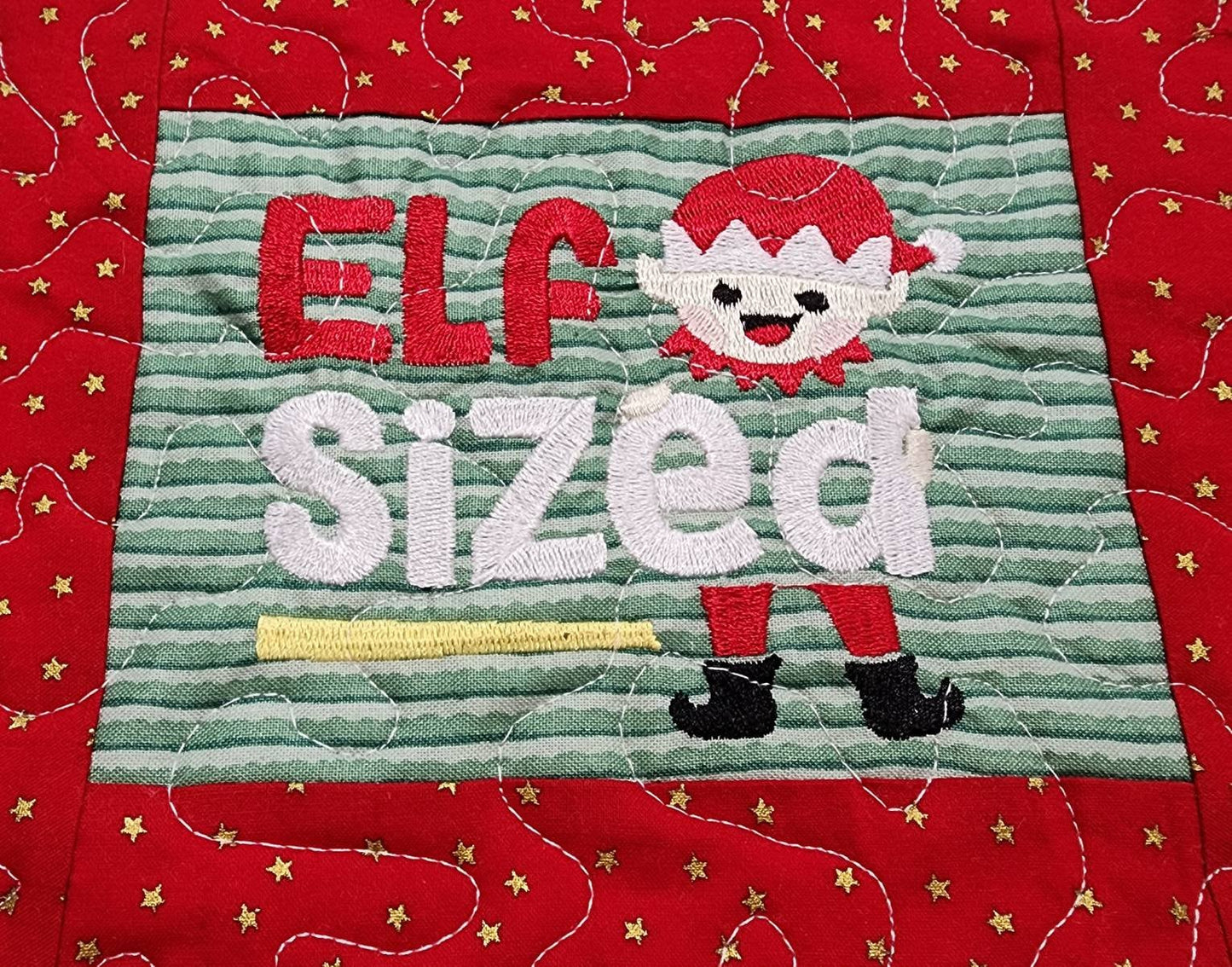 Quilted Mug Rug • “Elf Sized” • Holiday Coffee Mat • Christmas Stocking Stuffer
