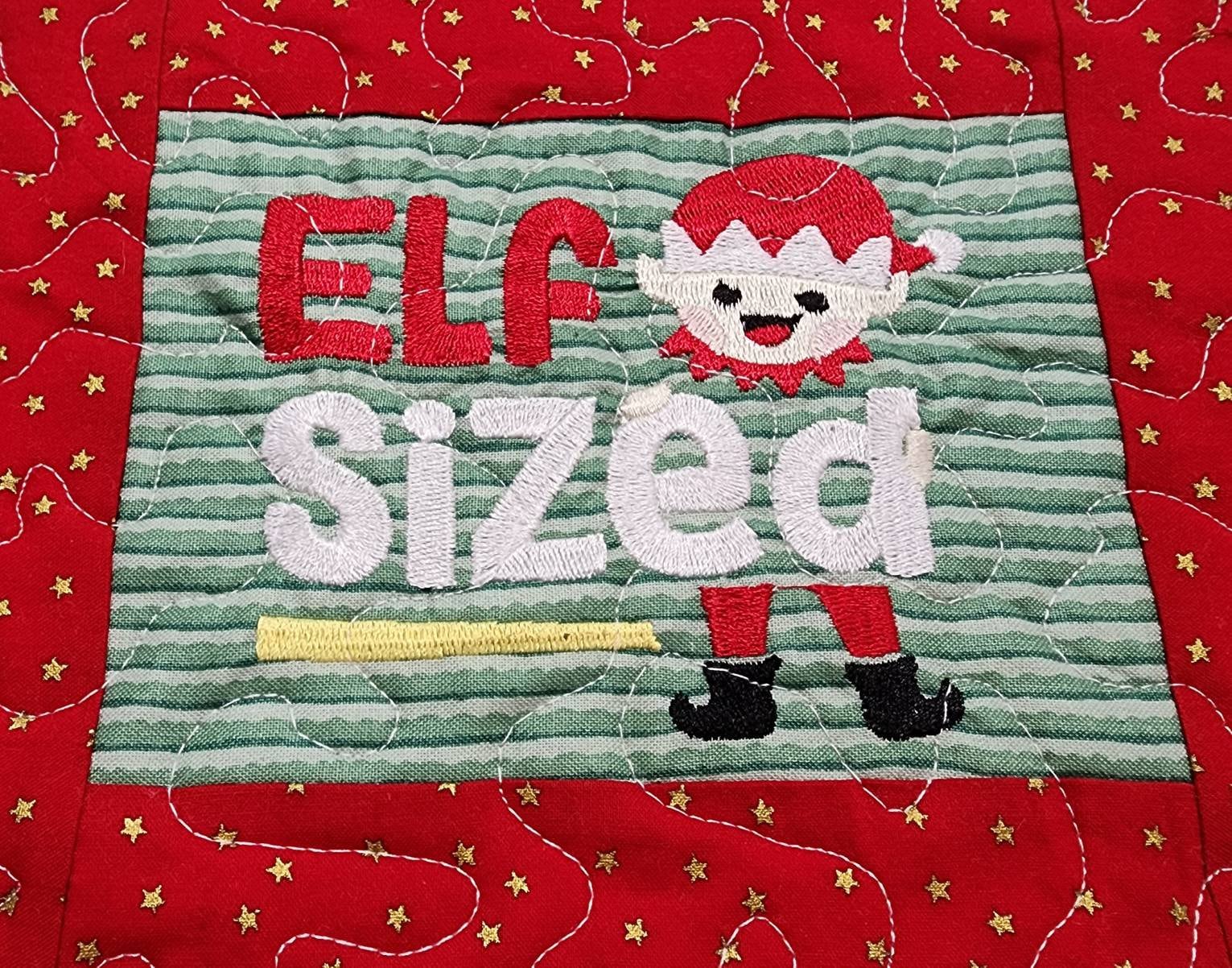 Quilted Mug Rug • “Elf Sized” • Holiday Coffee Mat • Christmas Stocking Stuffer