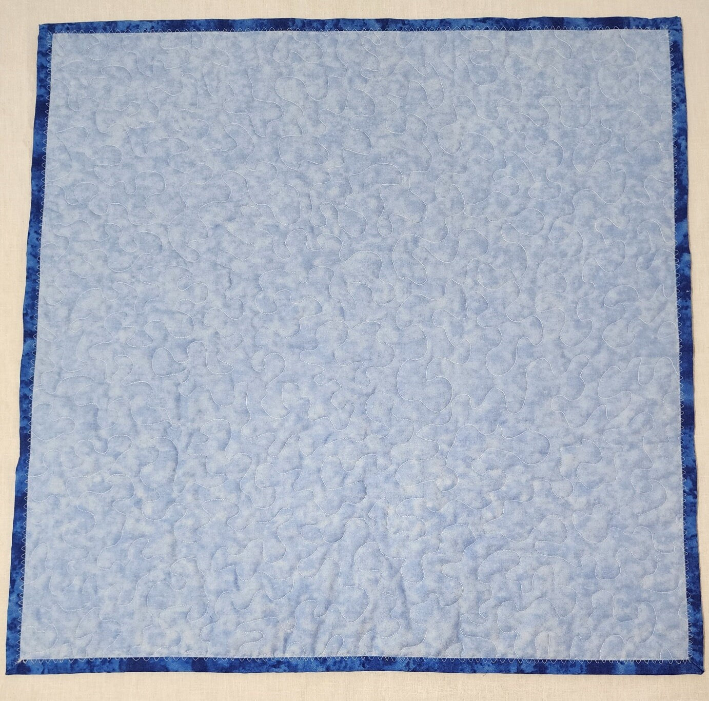 Blue & White Patchwork Table Topper – 23.5" Square – Quilted Cotton Table Quilt