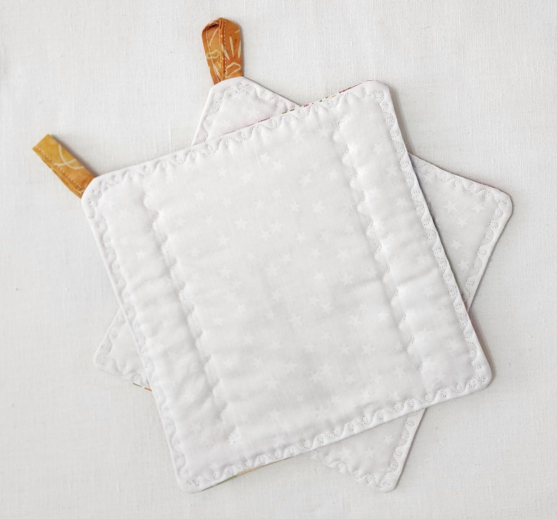 Handmade Quilted Patchwork Potholder – Multi-Color Strips – 8" Square Hot Pad or Trivet
