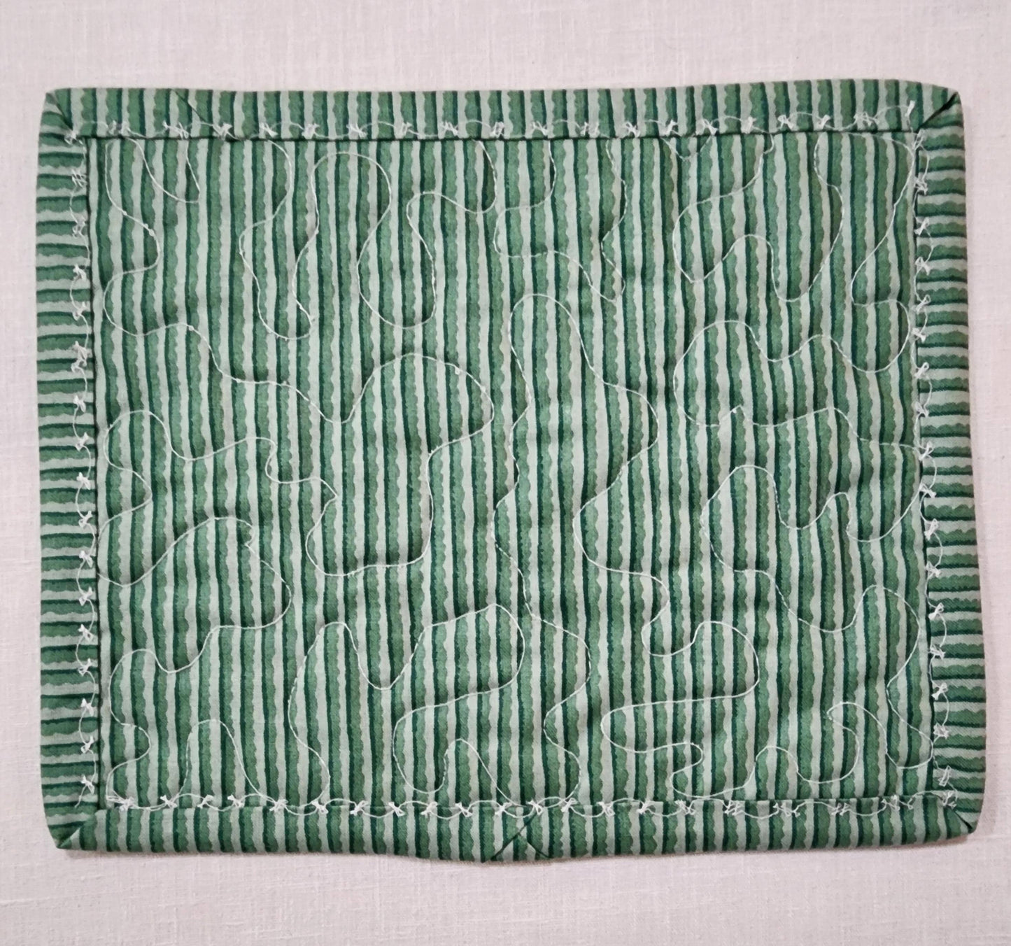 Quilted Mug Rug • “Elf Sized” • Holiday Coffee Mat • Christmas Stocking Stuffer