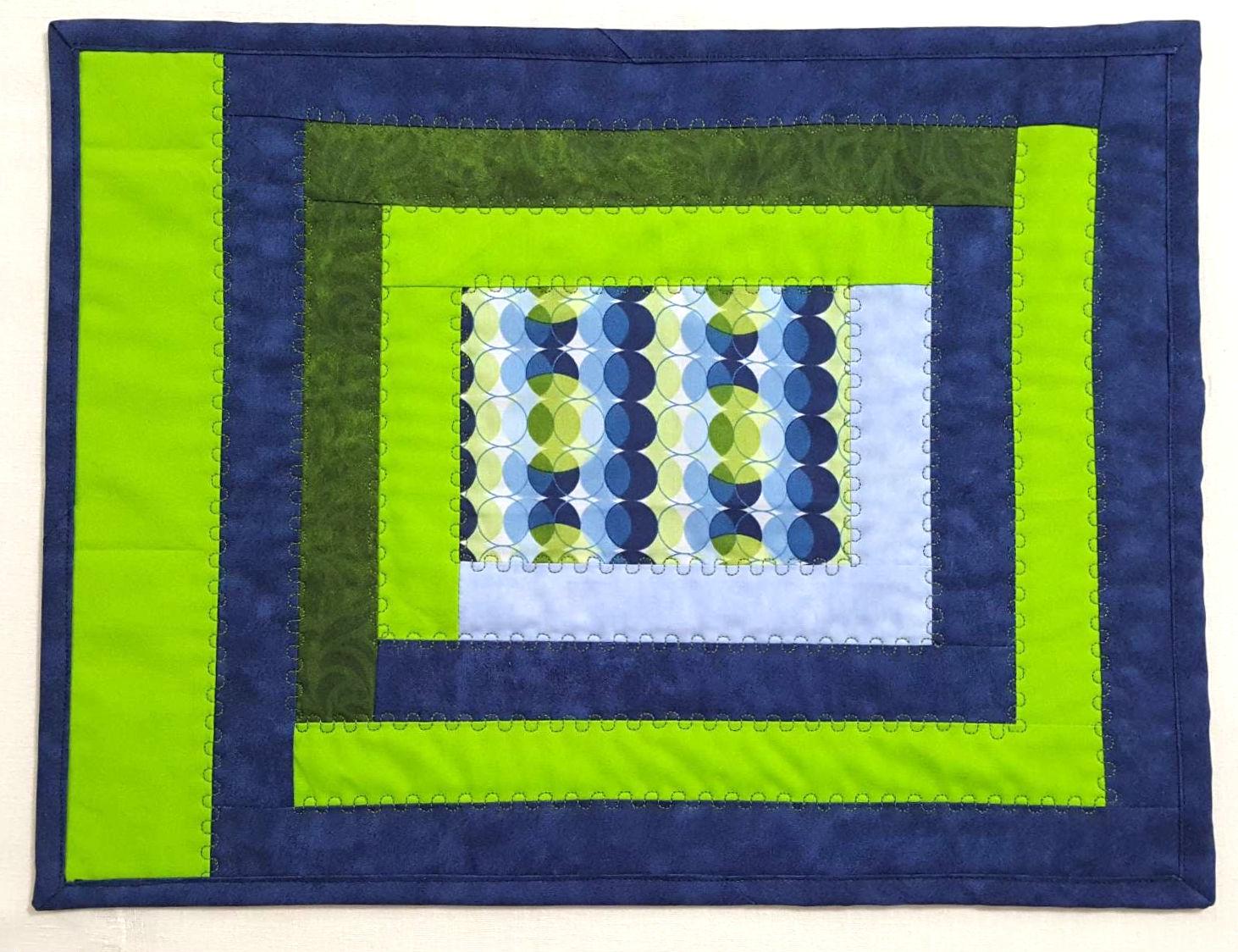 Modern Log Cabin Quilted Placemat Set – Includes Bonus Mug Rug – Handmade Cotton Table Decor