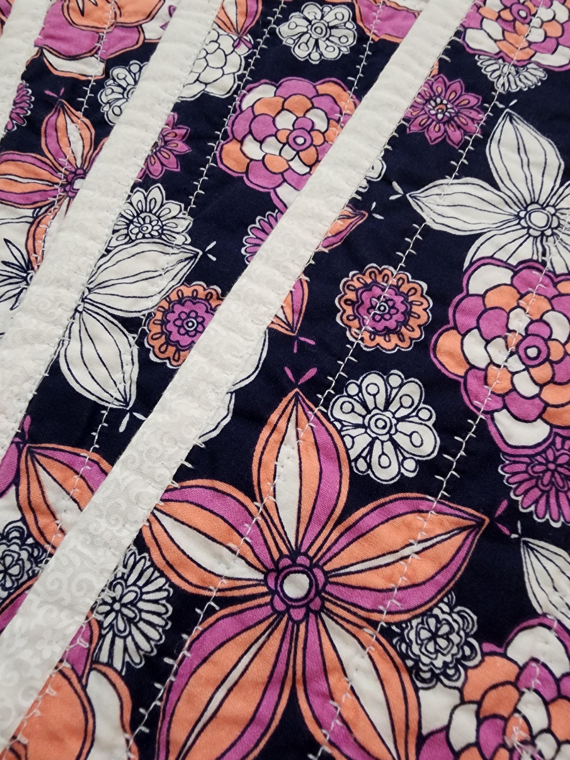 Sea Turtle Quilted Placemat – Handmade Cotton Table Quilt – Reversible with Floral Theme– Sold Individually