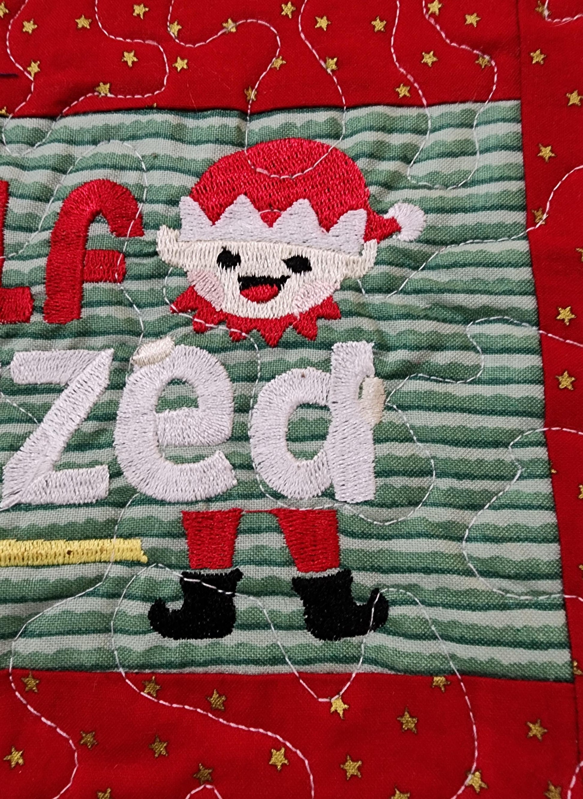 Quilted Mug Rug • “Elf Sized” • Holiday Coffee Mat • Christmas Stocking Stuffer
