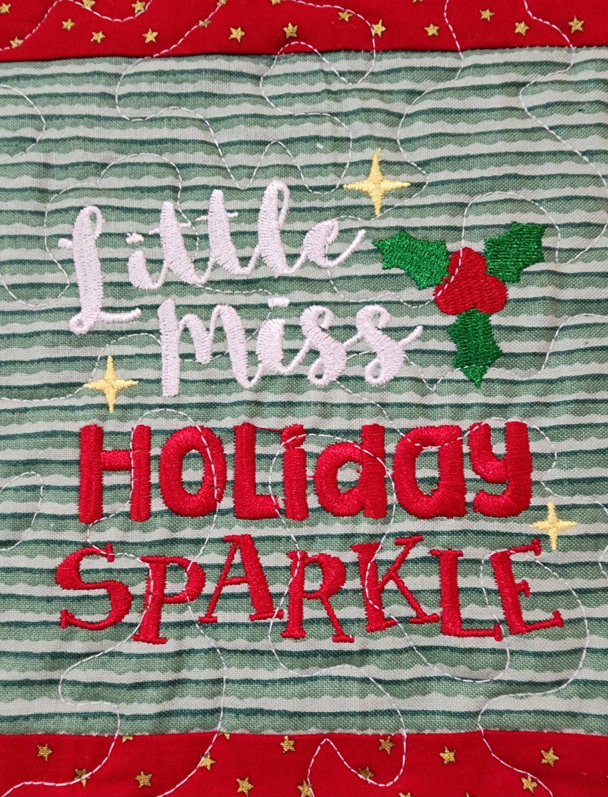 Quilted Mug Rug • “Little Miss Sparkle” • Holiday Coffee Mat • Stocking Stuffer
