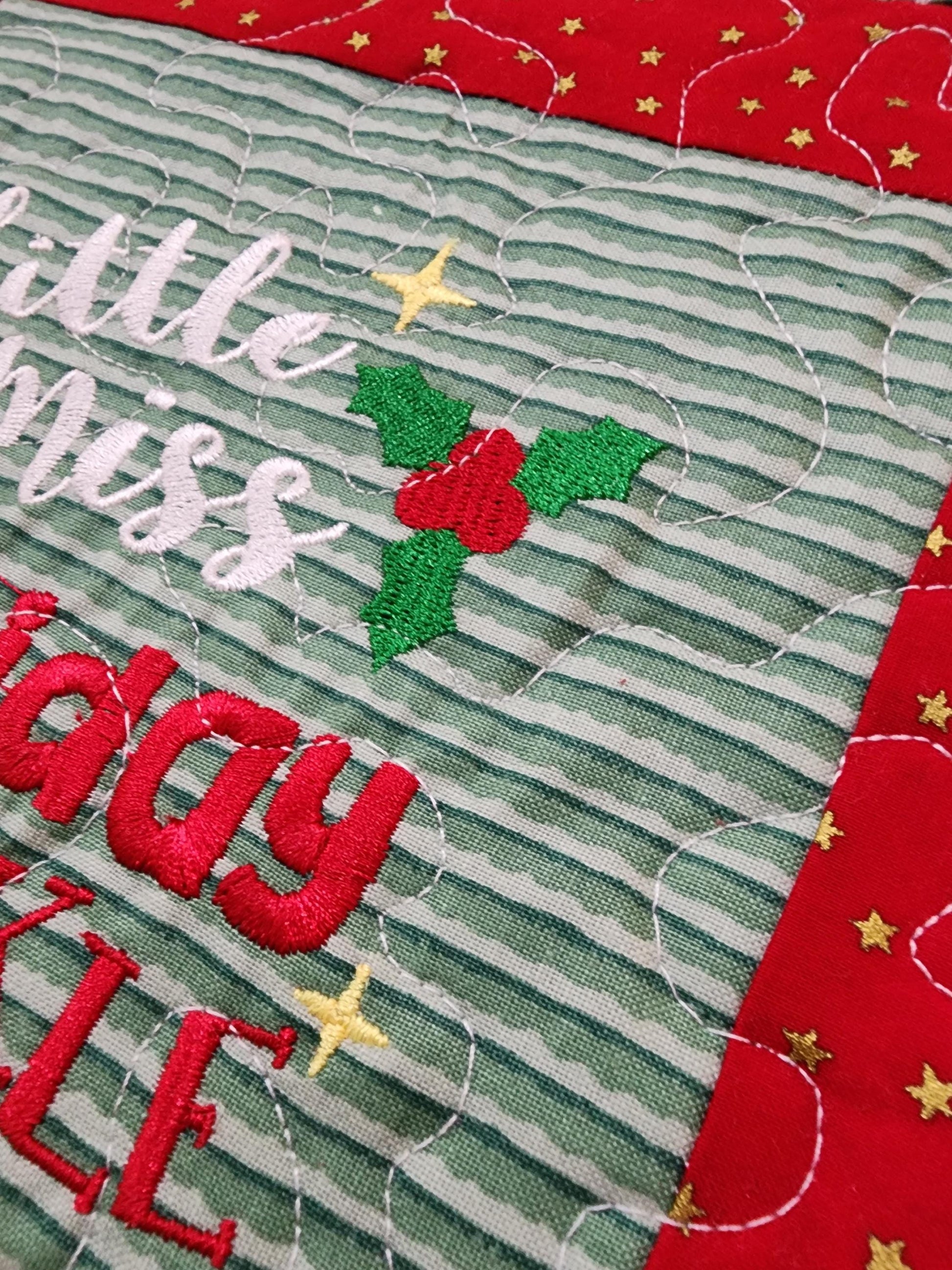 Quilted Mug Rug • “Little Miss Sparkle” • Holiday Coffee Mat • Stocking Stuffer