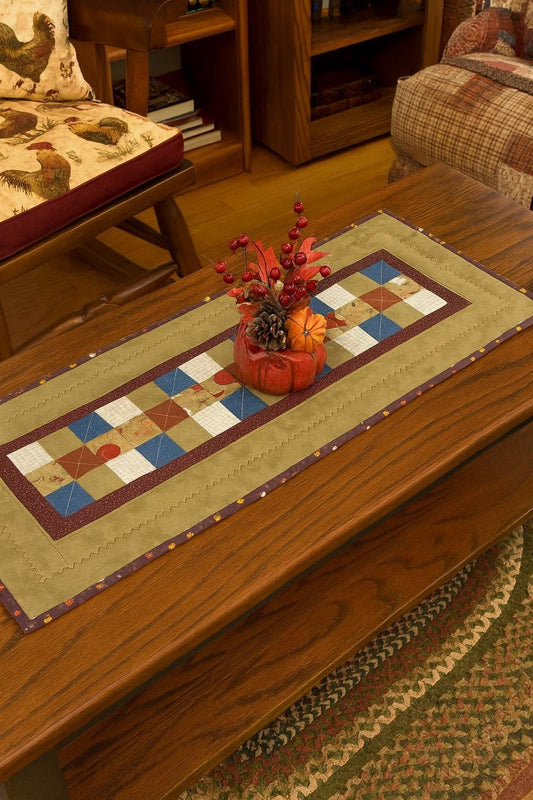 Handmade Quilted Table Runner – Rustic Garden Patchwork, 28" x 11"