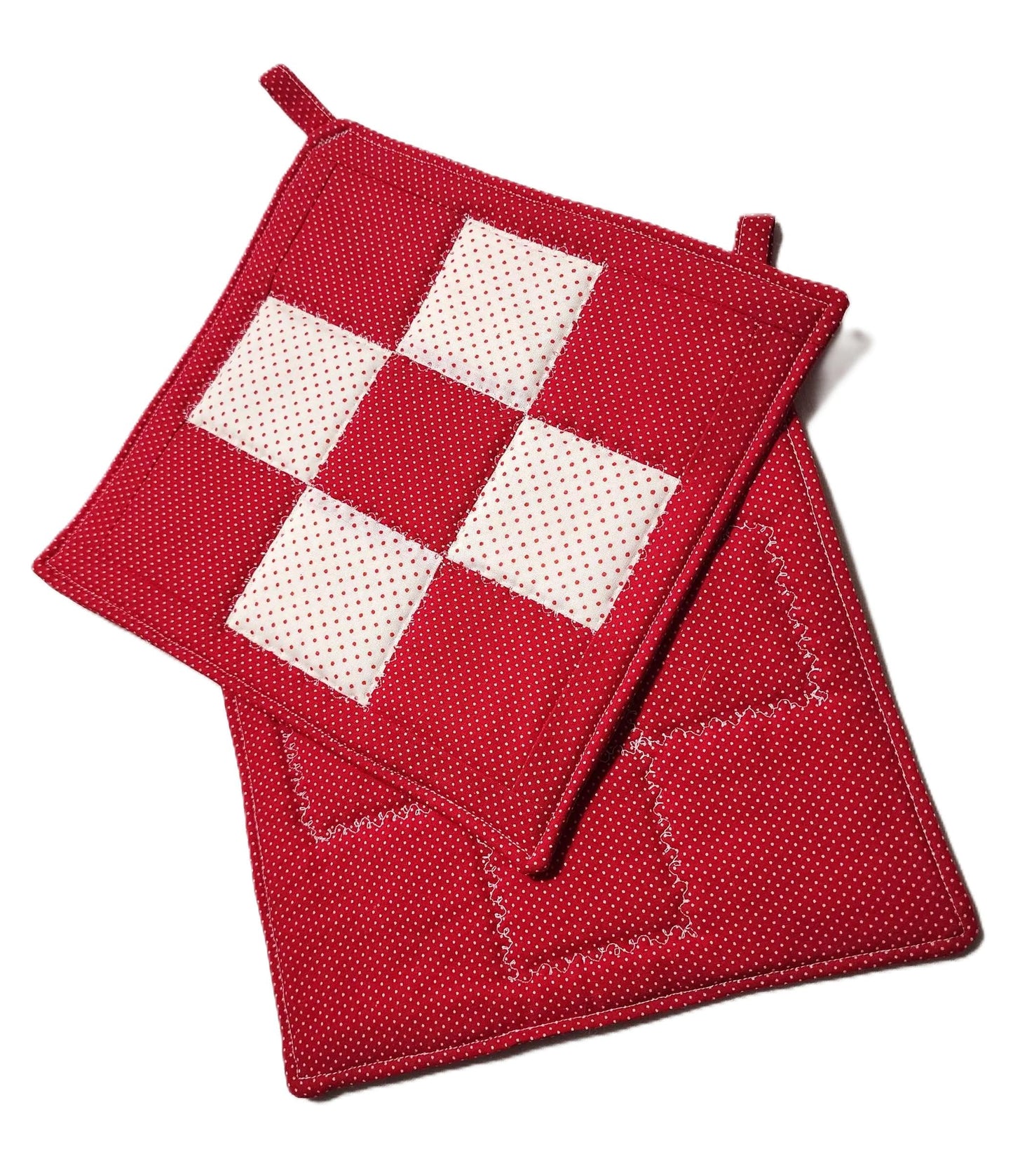 Handmade Nine Patch Quilted Potholder – Holiday Kitchen Decor