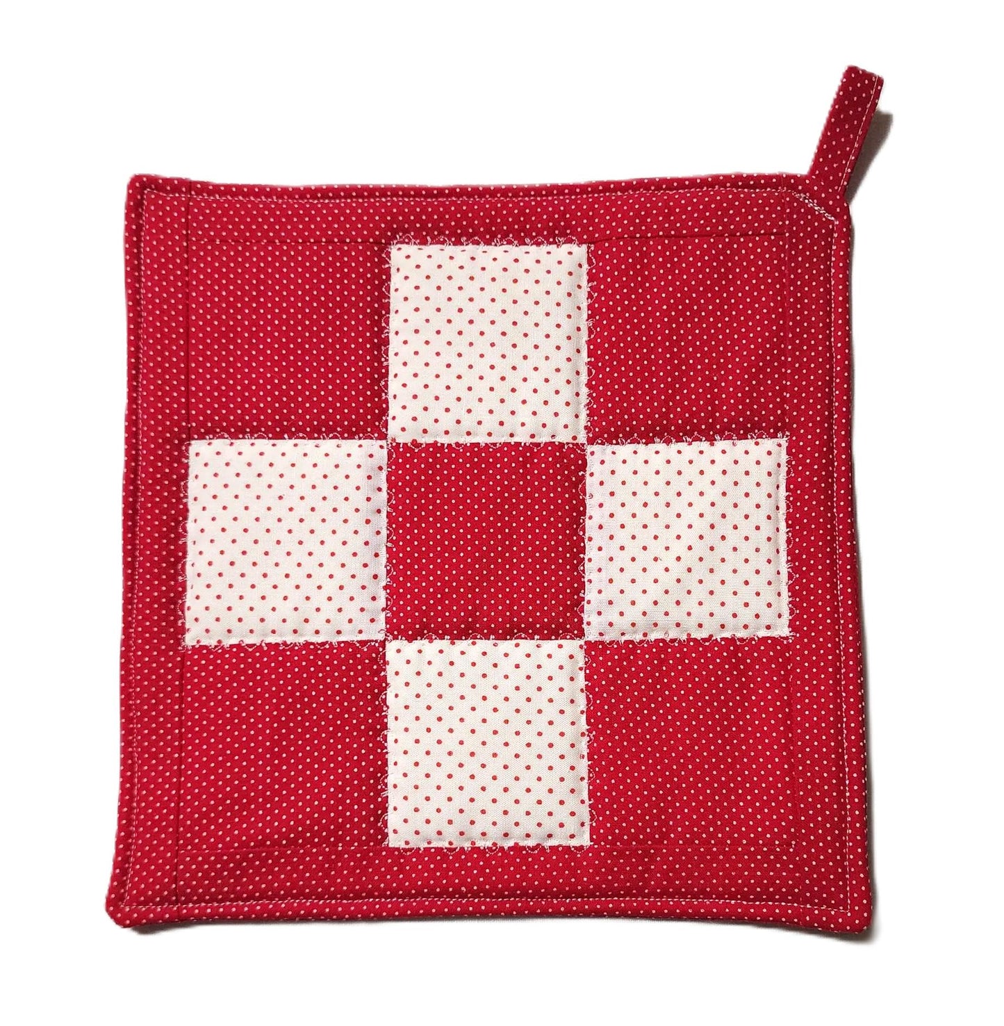 Handmade Nine Patch Quilted Potholder – Holiday Kitchen Decor