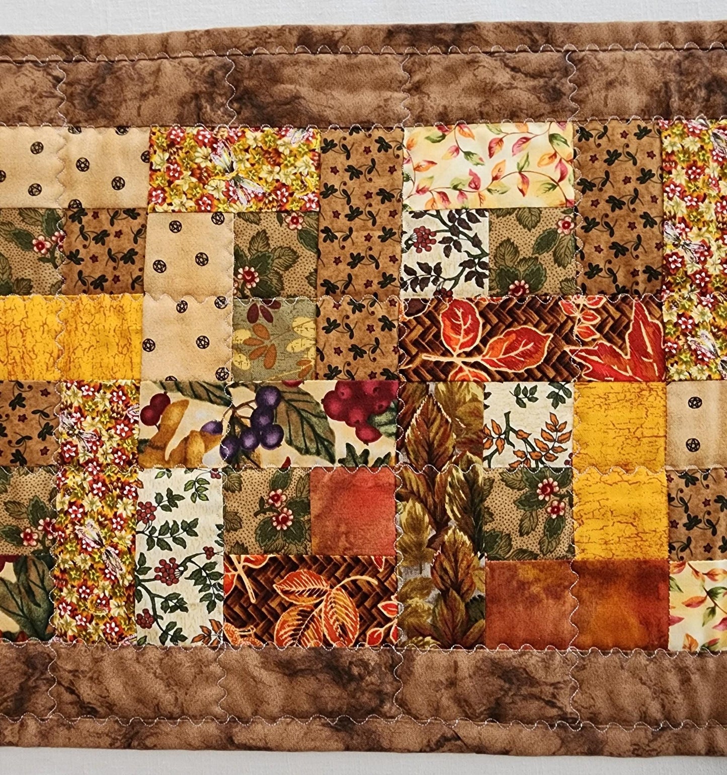 Handmade Earthy Quilted Table Runner, Vibrant color Patchwork