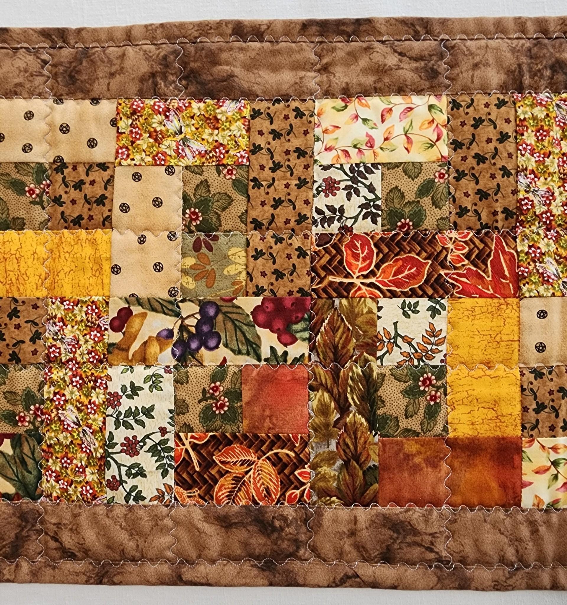 Handmade Earthy Quilted Table Runner, Vibrant color Patchwork