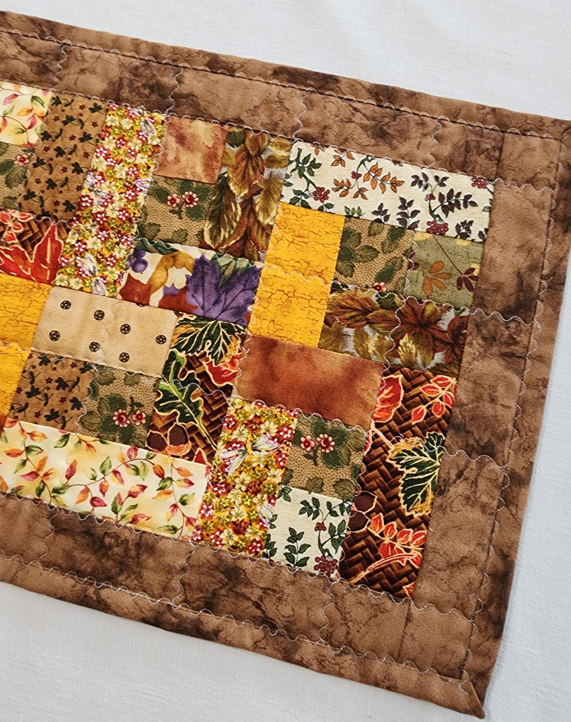 Handmade Earthy Quilted Table Runner, Vibrant color Patchwork