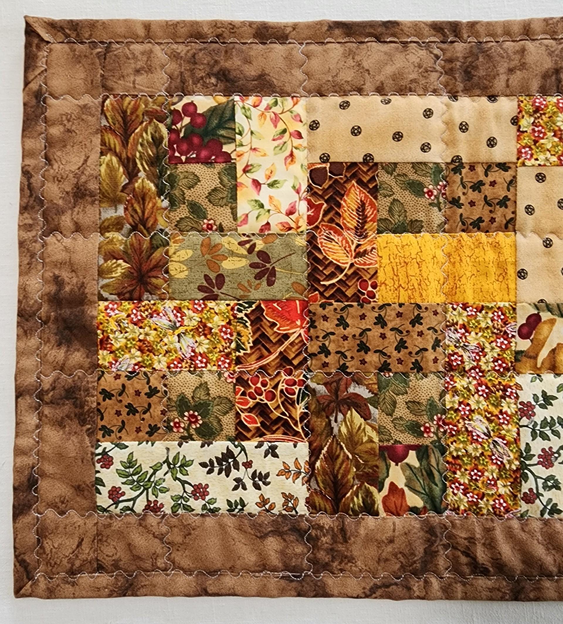 Handmade Earthy Quilted Table Runner, Vibrant color Patchwork