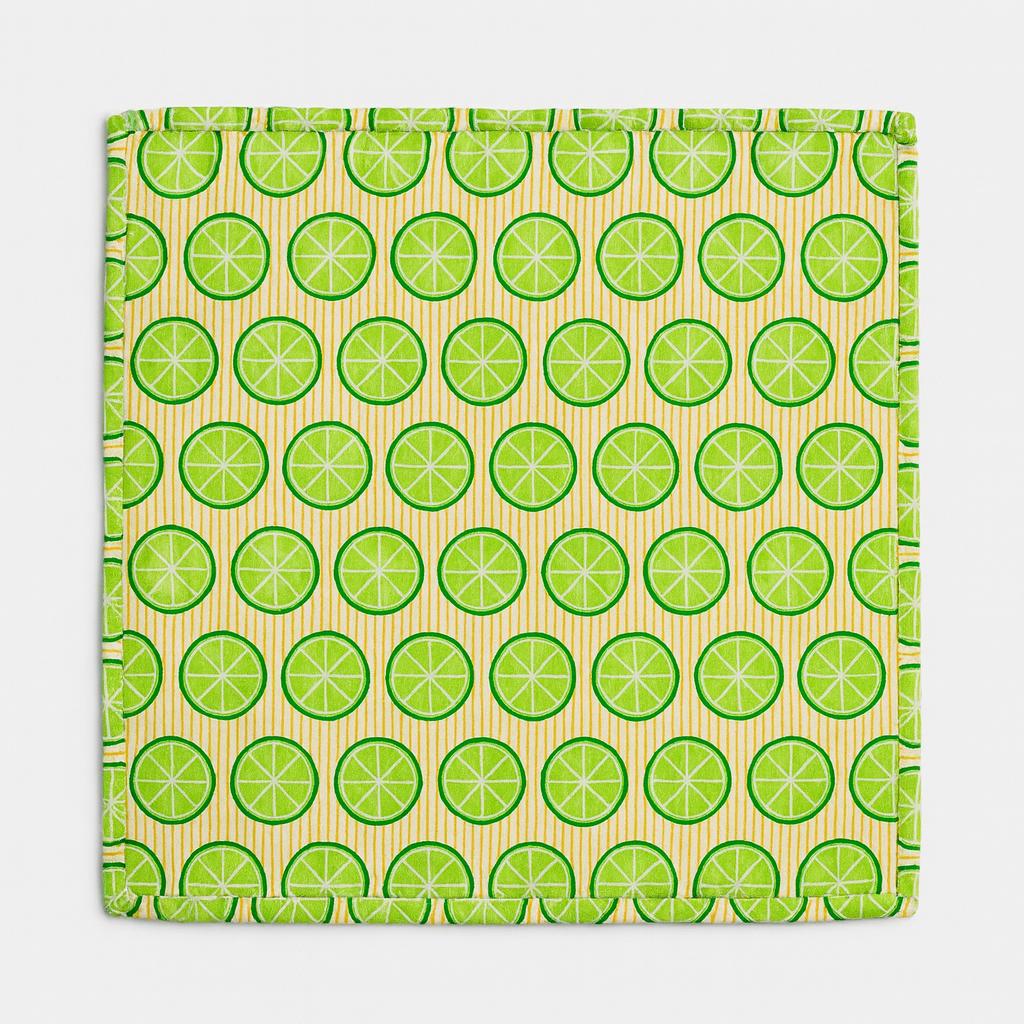 Patchwork Log Cabin Table Topper – 17" Square – Yellow & Green Quilted Mat