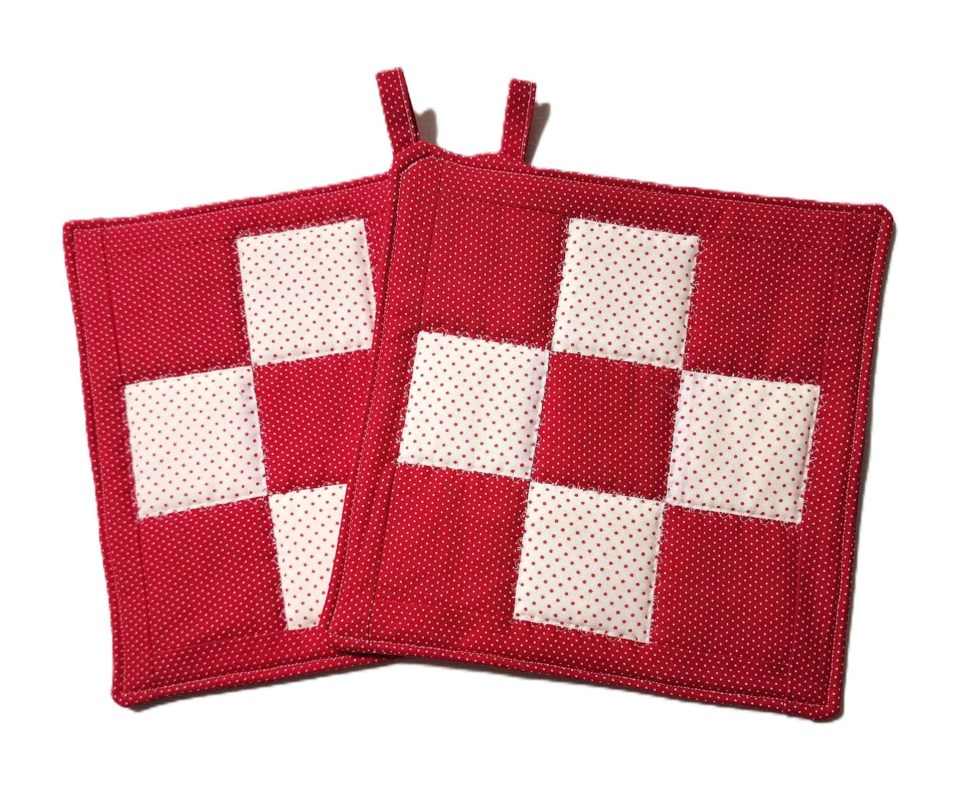 Handmade Nine Patch Quilted Potholder – Holiday Kitchen Decor