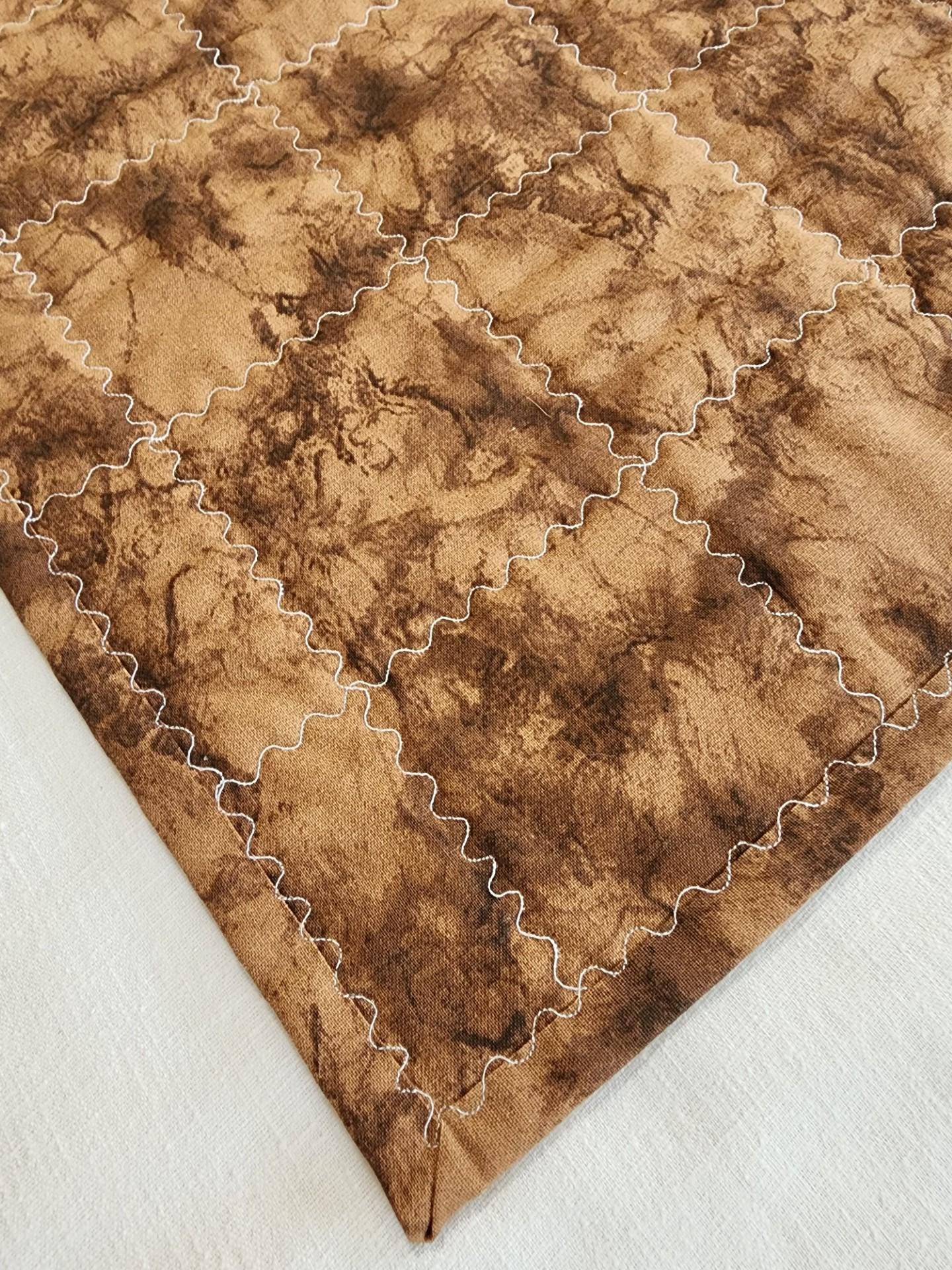 Handmade Earthy Quilted Table Runner, Vibrant color Patchwork