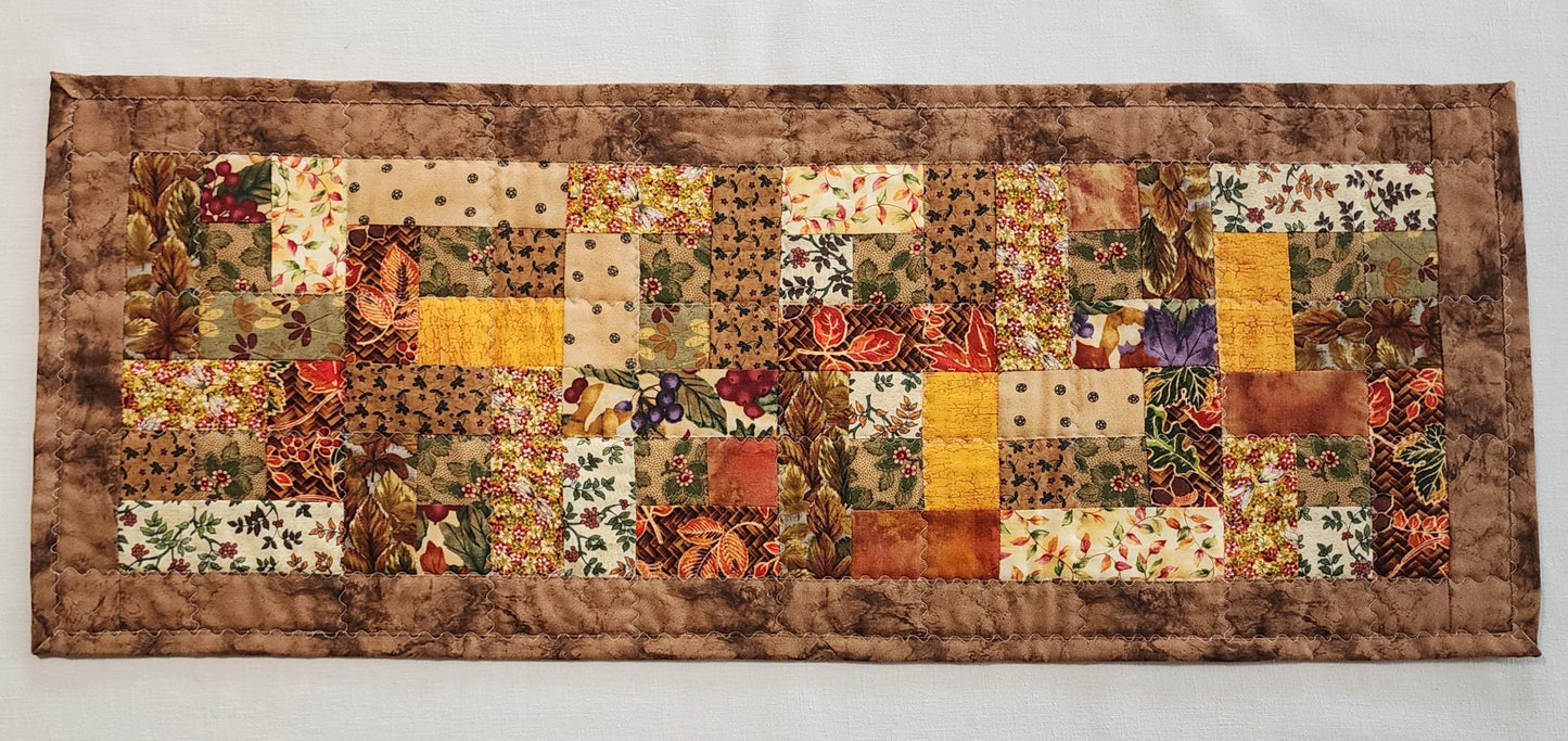 Handmade Earthy Quilted Table Runner, Vibrant color Patchwork