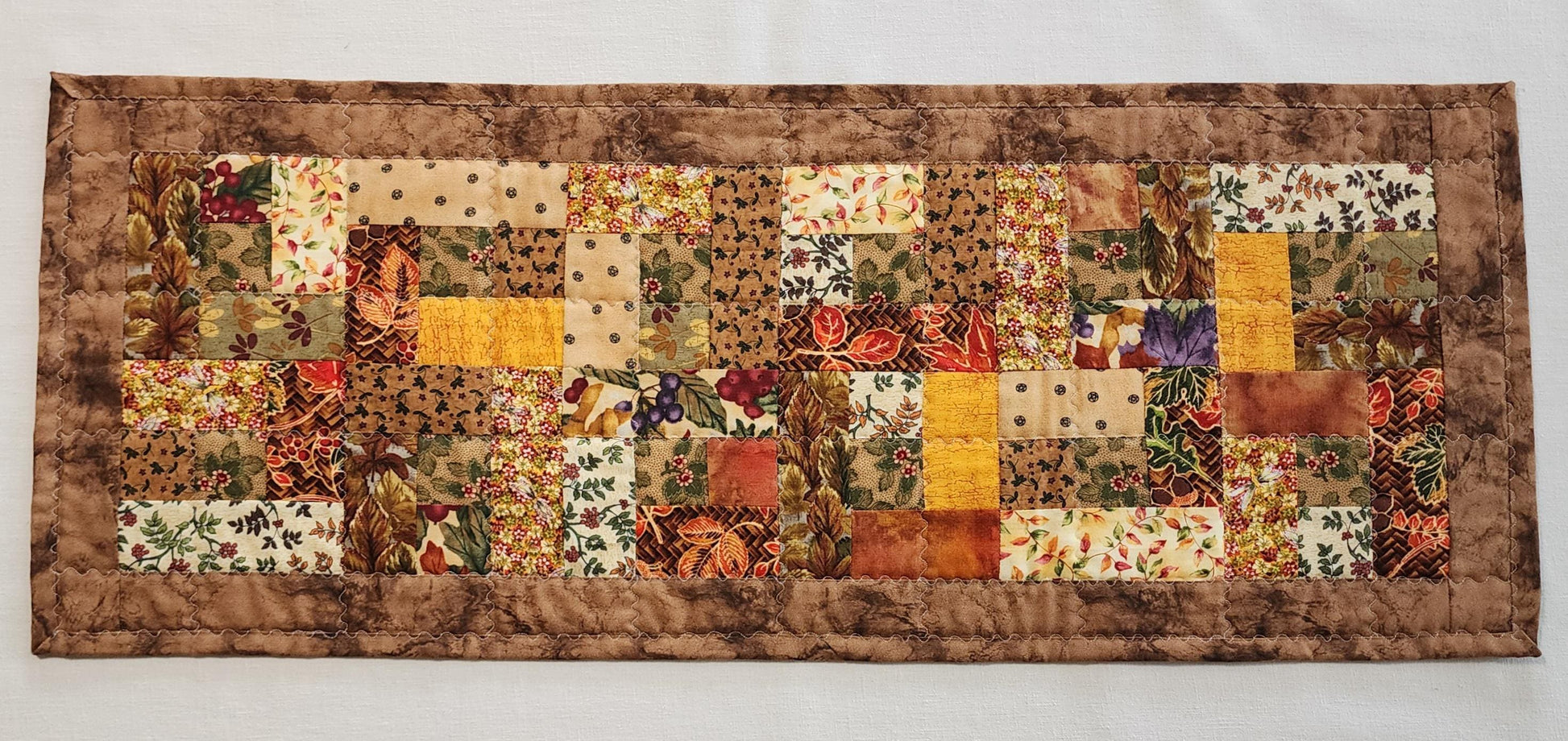 Handmade Earthy Quilted Table Runner, Vibrant color Patchwork