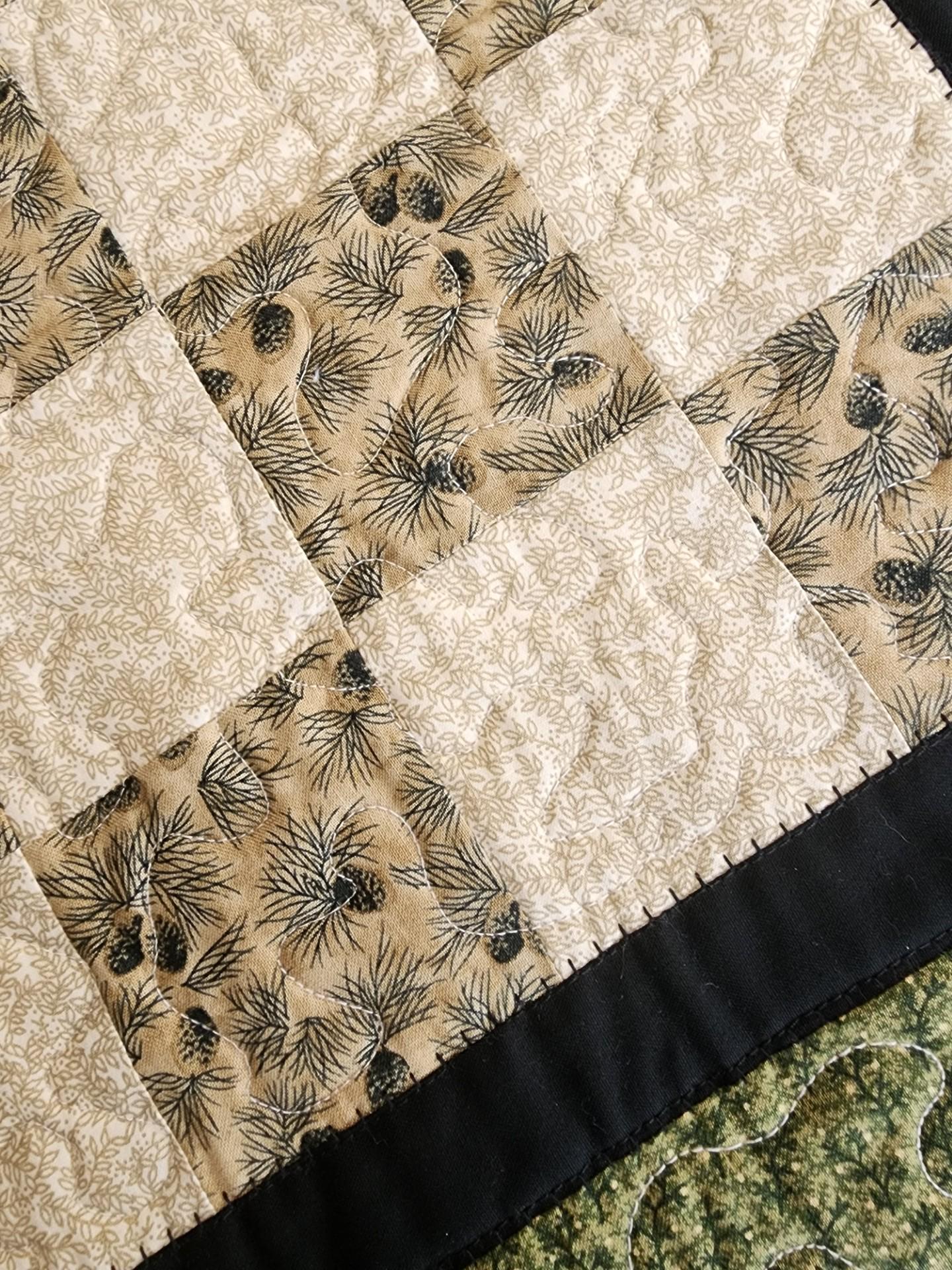 Rustic Pinecone Patchwork Table Topper • Cabin Decor • Handmade Cotton Quilt • 20" Square