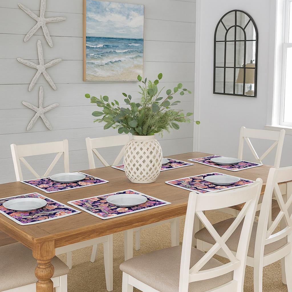 Sea Turtle Quilted Placemat – Handmade Cotton Table Quilt – Reversible with Floral Theme– Sold Individually