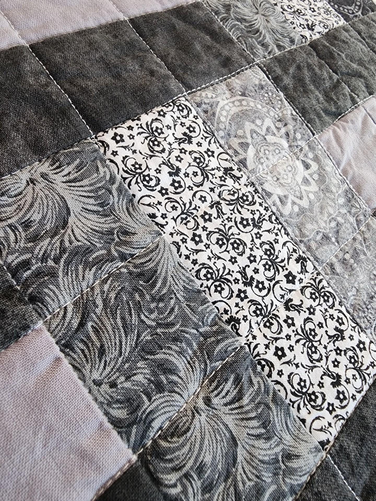 Handmade Black & White Quilted Patchwork Table Mat – 100% Cotton