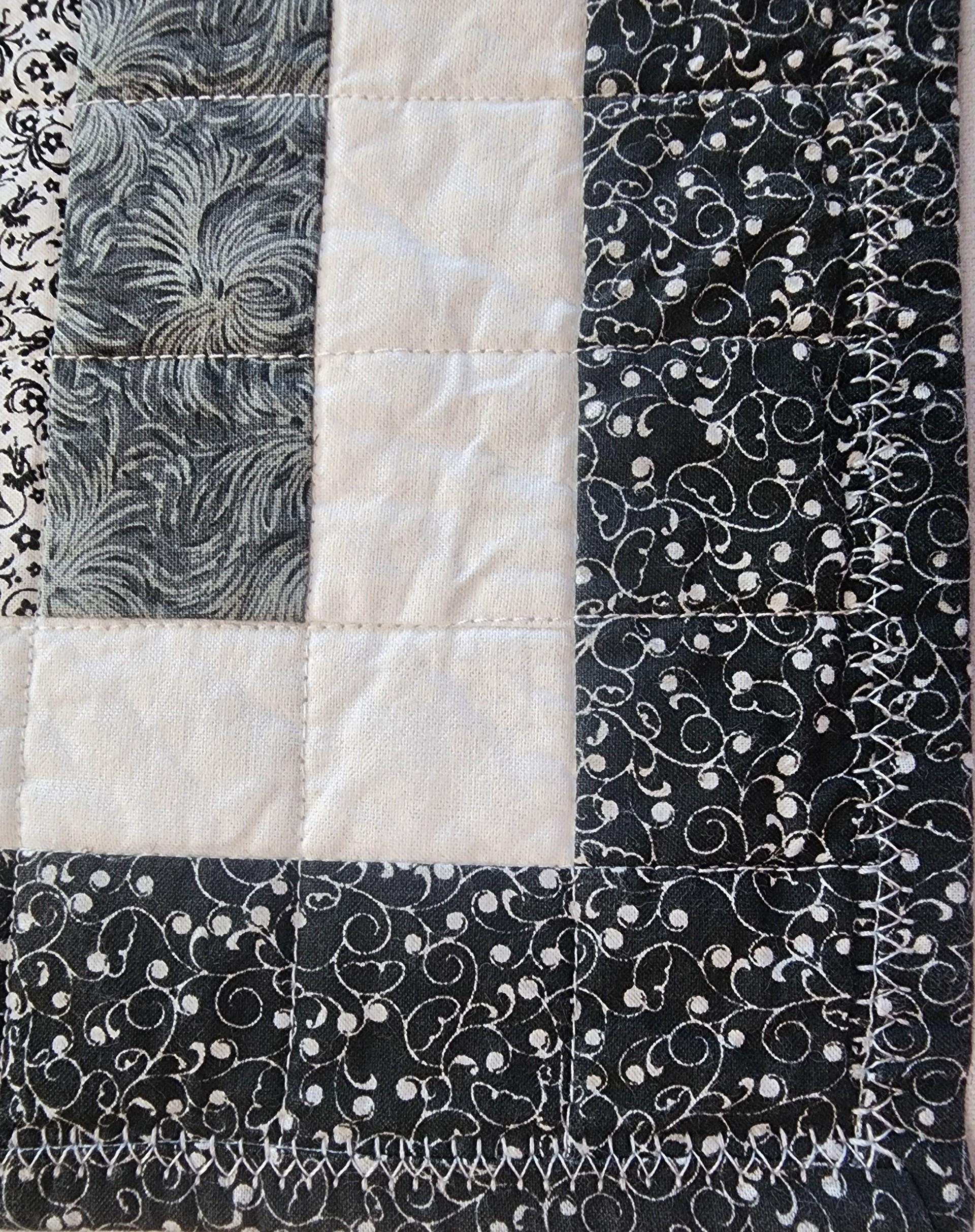 Handmade Black & White Quilted Patchwork Table Mat – 100% Cotton