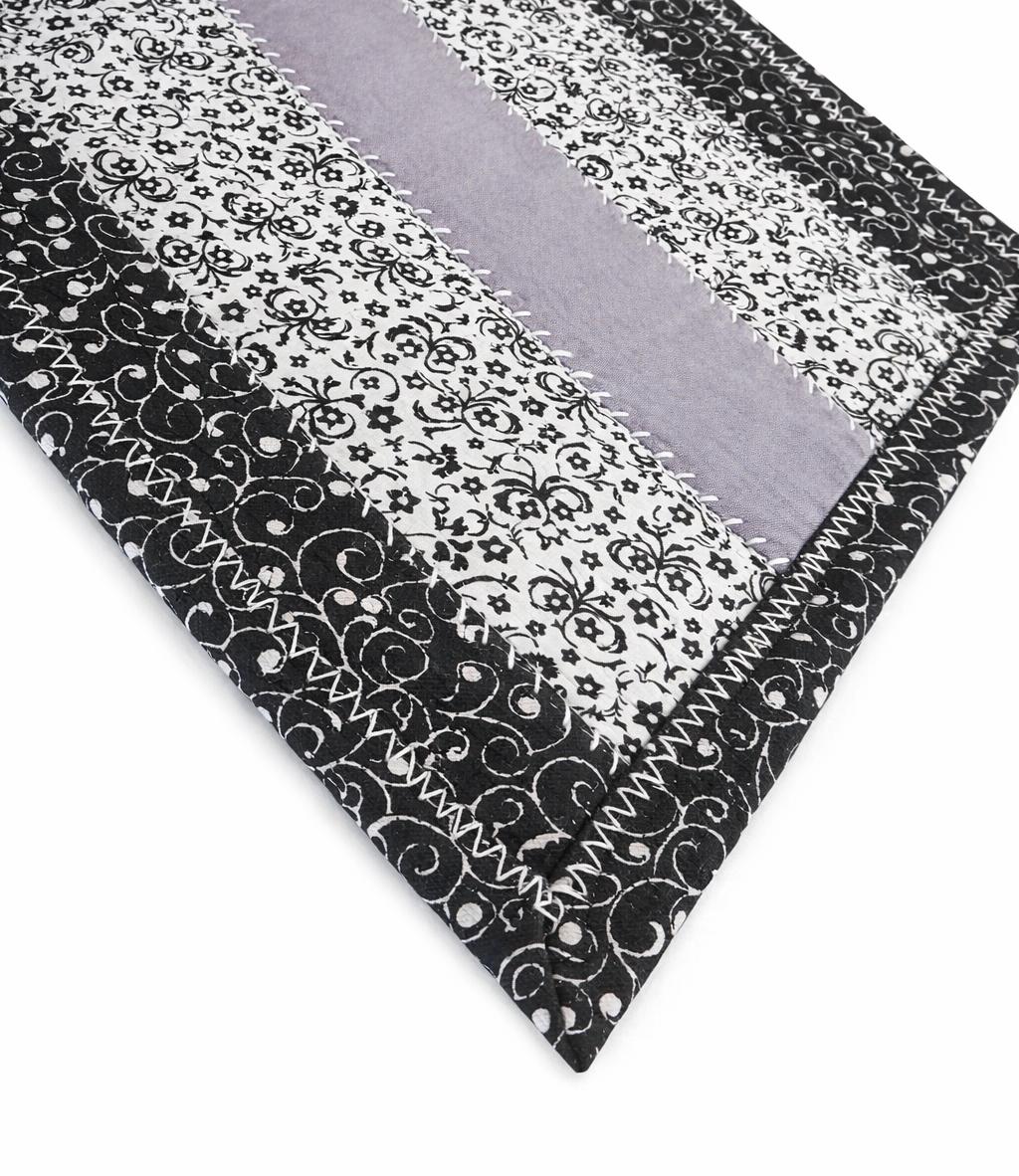 Quilted Mug Rug • Black & White Candle Mat • Handmade Cotton Accent