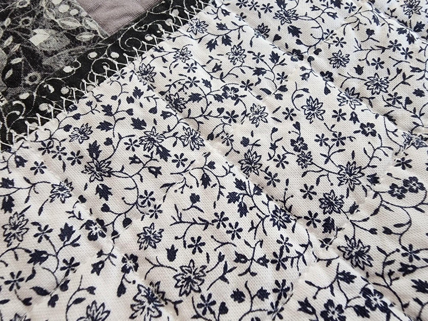 Handmade Black & White Quilted Patchwork Table Mat – 100% Cotton