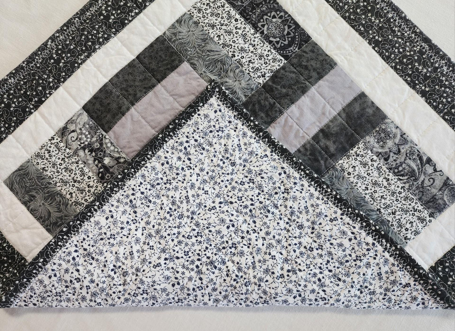 Handmade Black & White Quilted Patchwork Table Mat – 100% Cotton