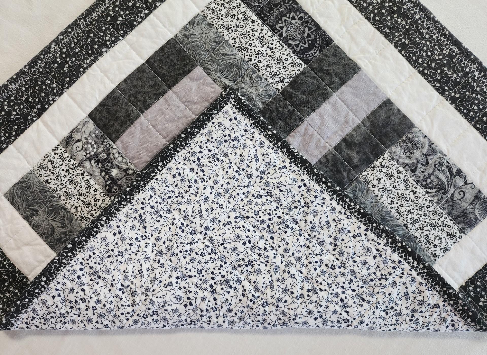 Handmade Black & White Quilted Patchwork Table Mat – 100% Cotton