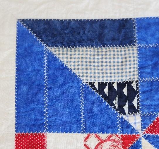 Patriotic Quilted Table Topper • Red White & Blue Pinwheel • Independence Day Picnic Decor