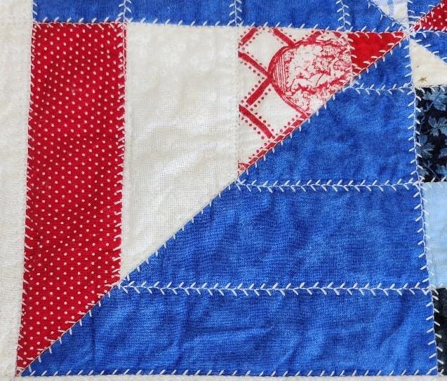 Patriotic Quilted Table Topper • Red White & Blue Pinwheel • Independence Day Picnic Decor