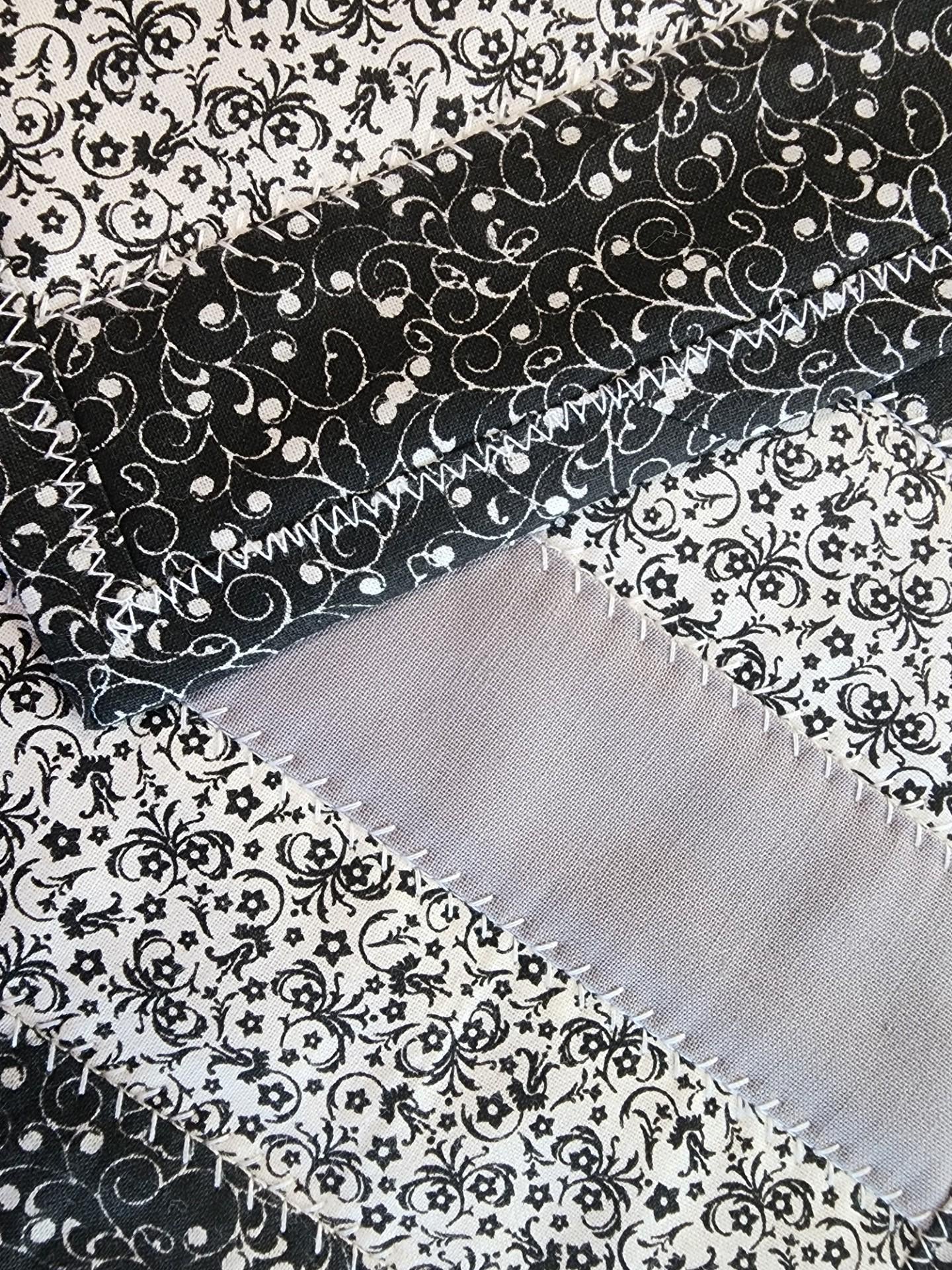 Quilted Mug Rug • Black & White Candle Mat • Handmade Cotton Accent
