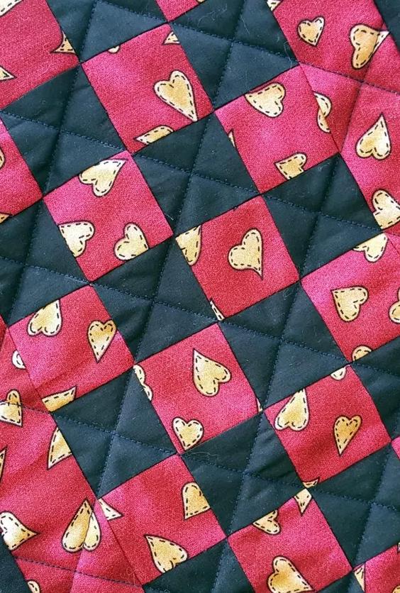 Quilted Mini Quilt / Candle Mat – 9" x 17" – Handmade Cotton Decor Checkerboard