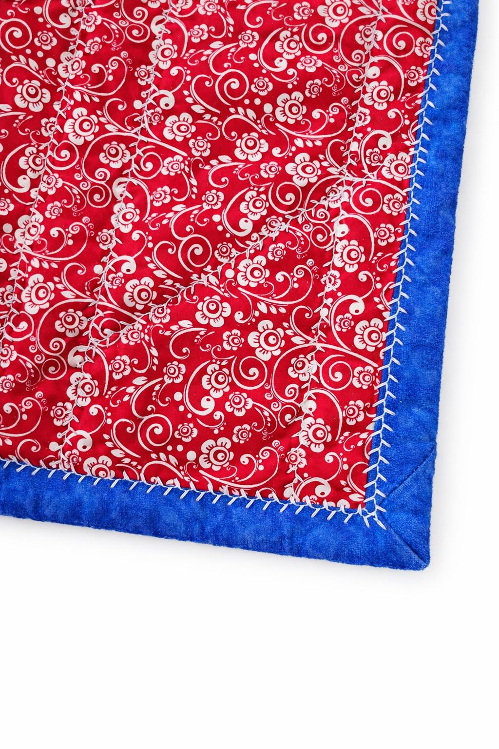 Patriotic Quilted Table Topper • Red White & Blue Pinwheel • Independence Day Picnic Decor