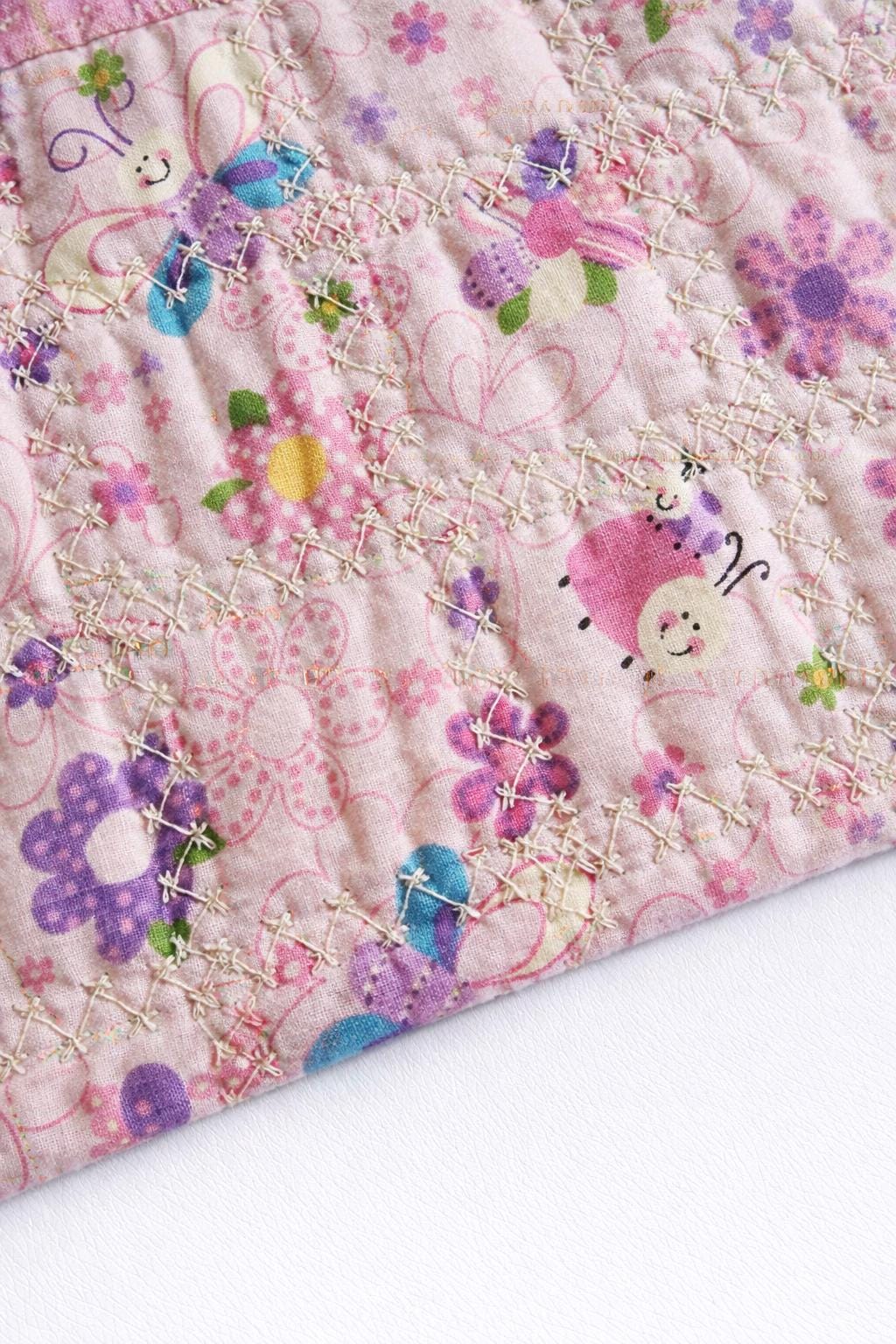 Pink & Mauve Patchwork Quilted Mug Rug • Large Coaster • Spring Floral Mini Quilt