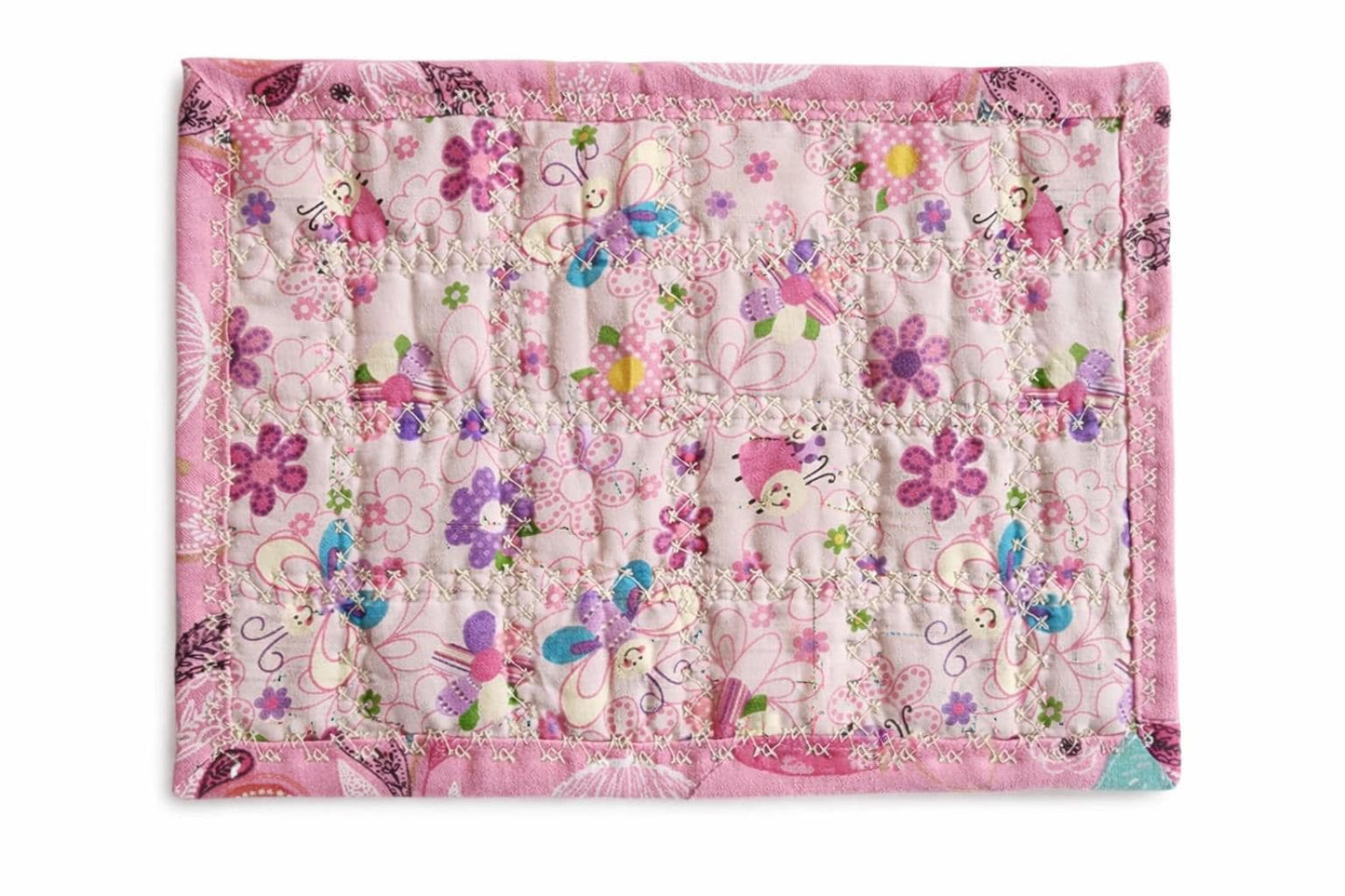 Pink & Mauve Patchwork Quilted Mug Rug • Large Coaster • Spring Floral Mini Quilt