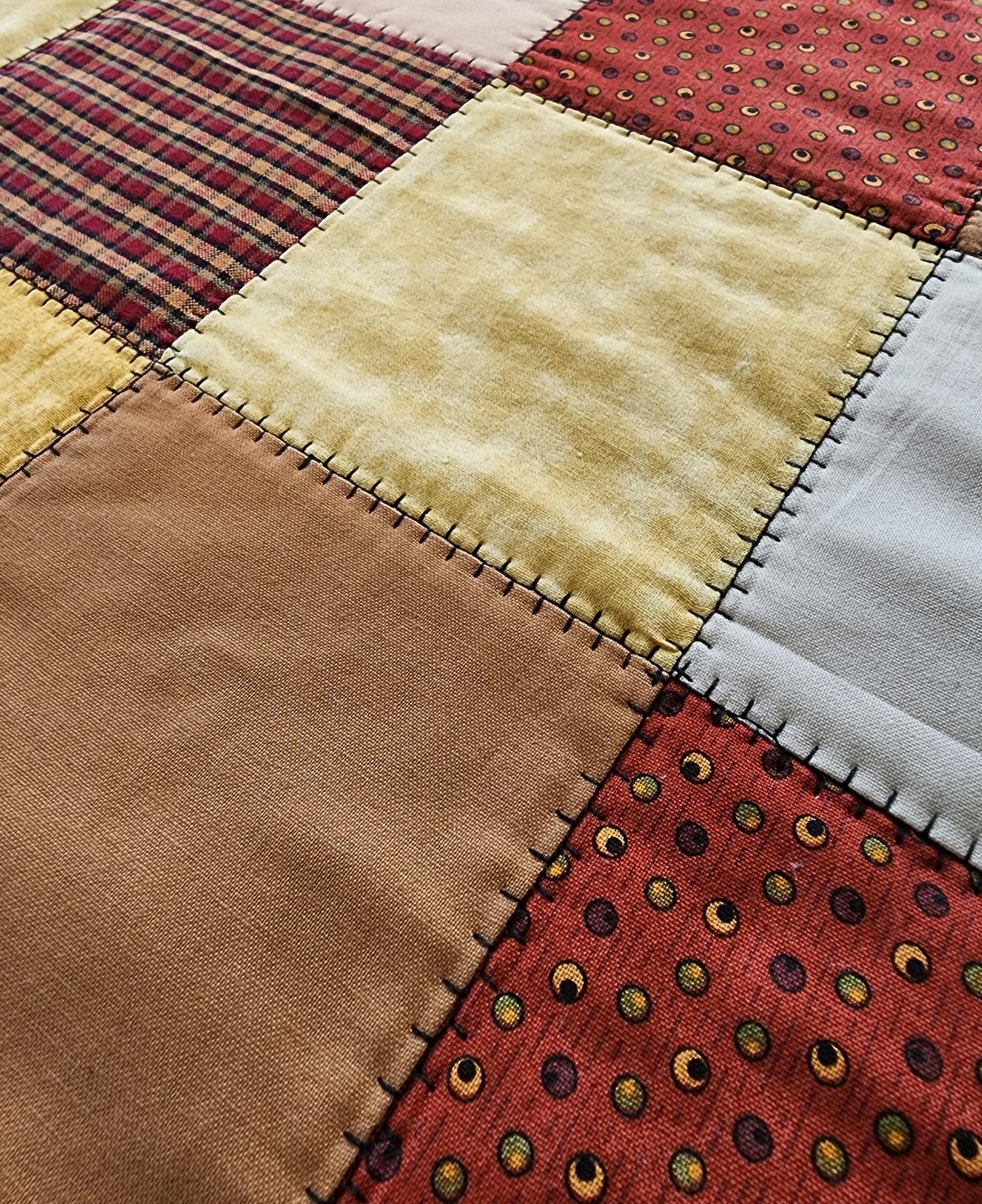Southwestern Quilted Table Runner – Nine Patch Design – 13 x 25.5 – Rustic Western Decor