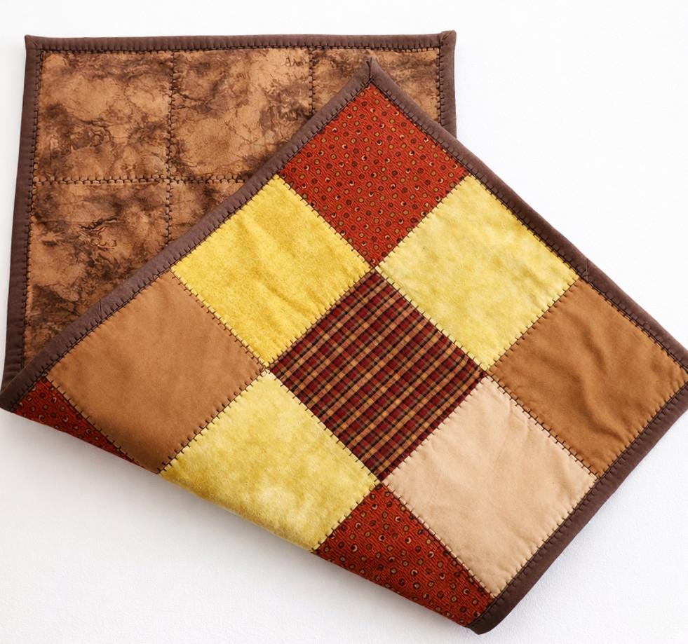 Southwestern Quilted Table Runner – Nine Patch Design – 13 x 25.5 – Rustic Western Decor