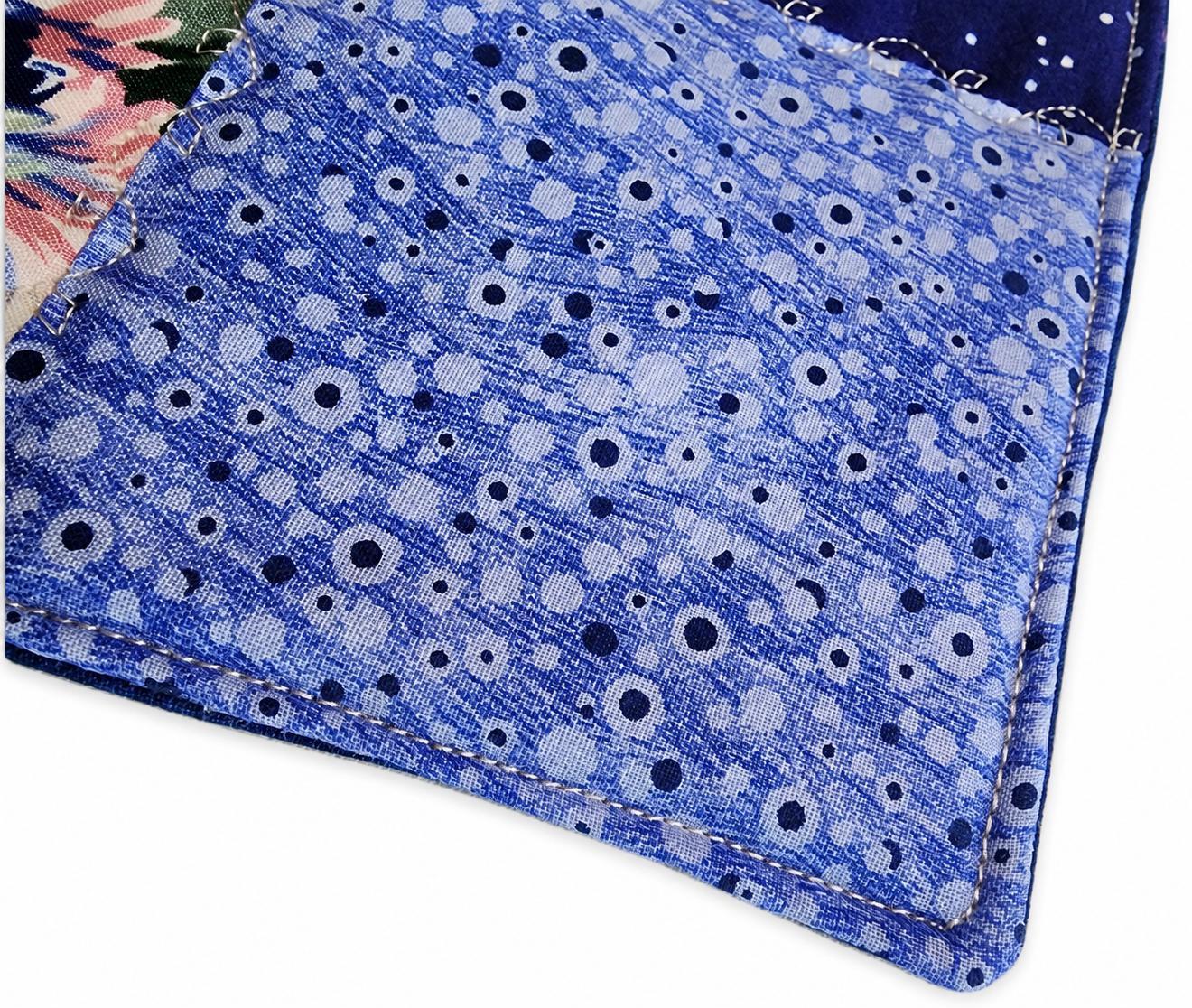 Blue Floral Patchwork Quilted Potholder – Handmade Cottage Style Kitchen Decor